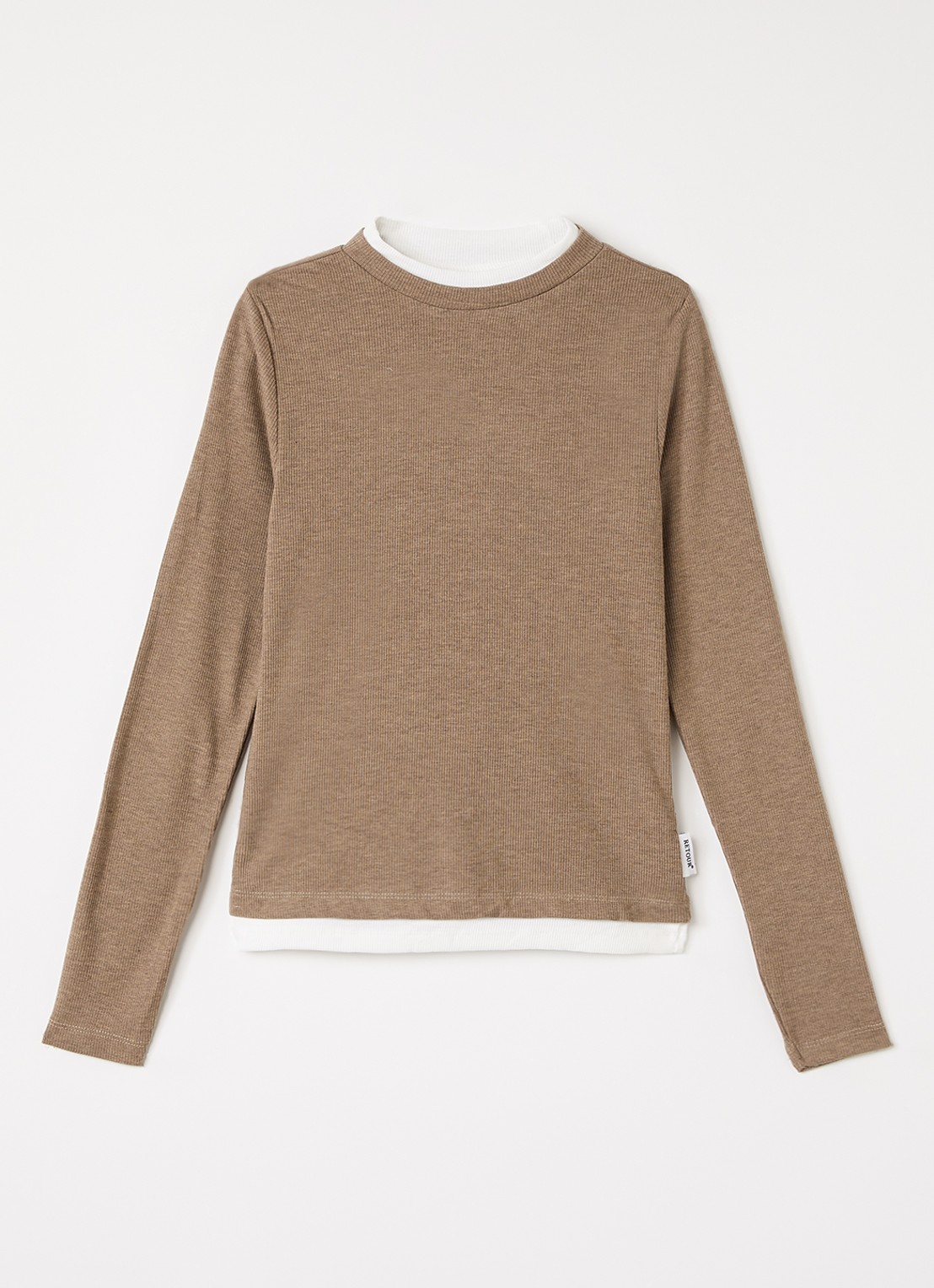 Retour Jeans Peggy fijngebreide trui met ronde hals - voorkant 2 donkerbeige