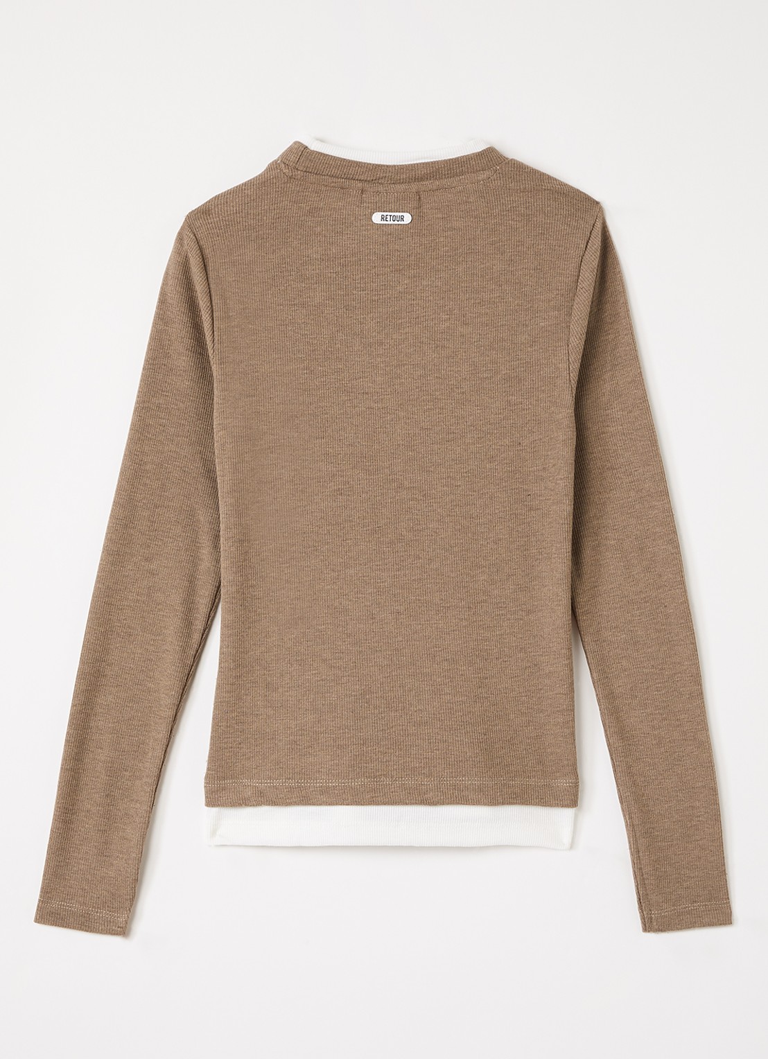 Retour Jeans Peggy fijngebreide trui met ronde hals - voorkant 3 donkerbeige
