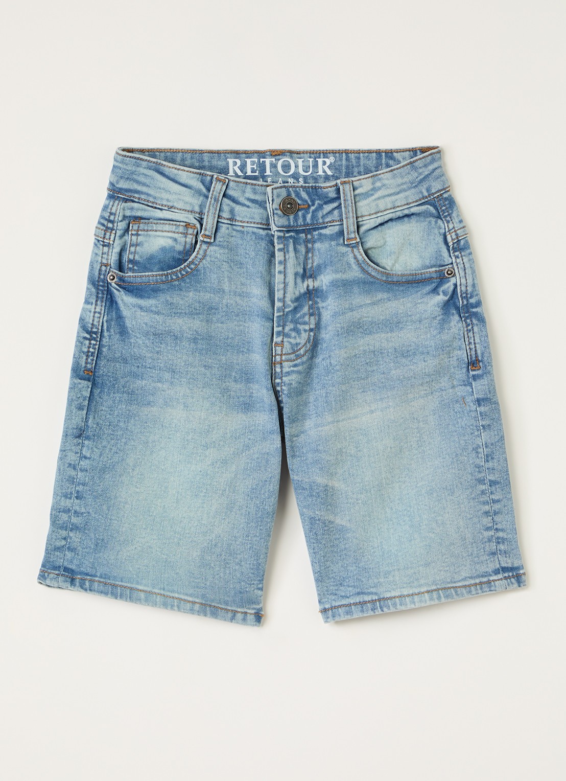 Retour Jeans Quin loose fit korte broek van denim - voorkant 2 blauw