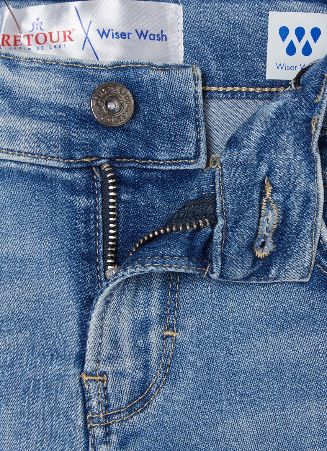 Retour Jeans Reven straight fit korte broek van denim - detail indigo