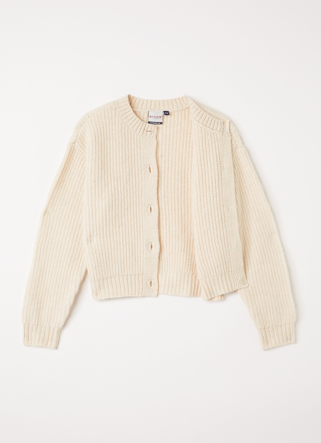 Retour Jeans Ribgebreid vest met ronde hals - voorkant 2 beige