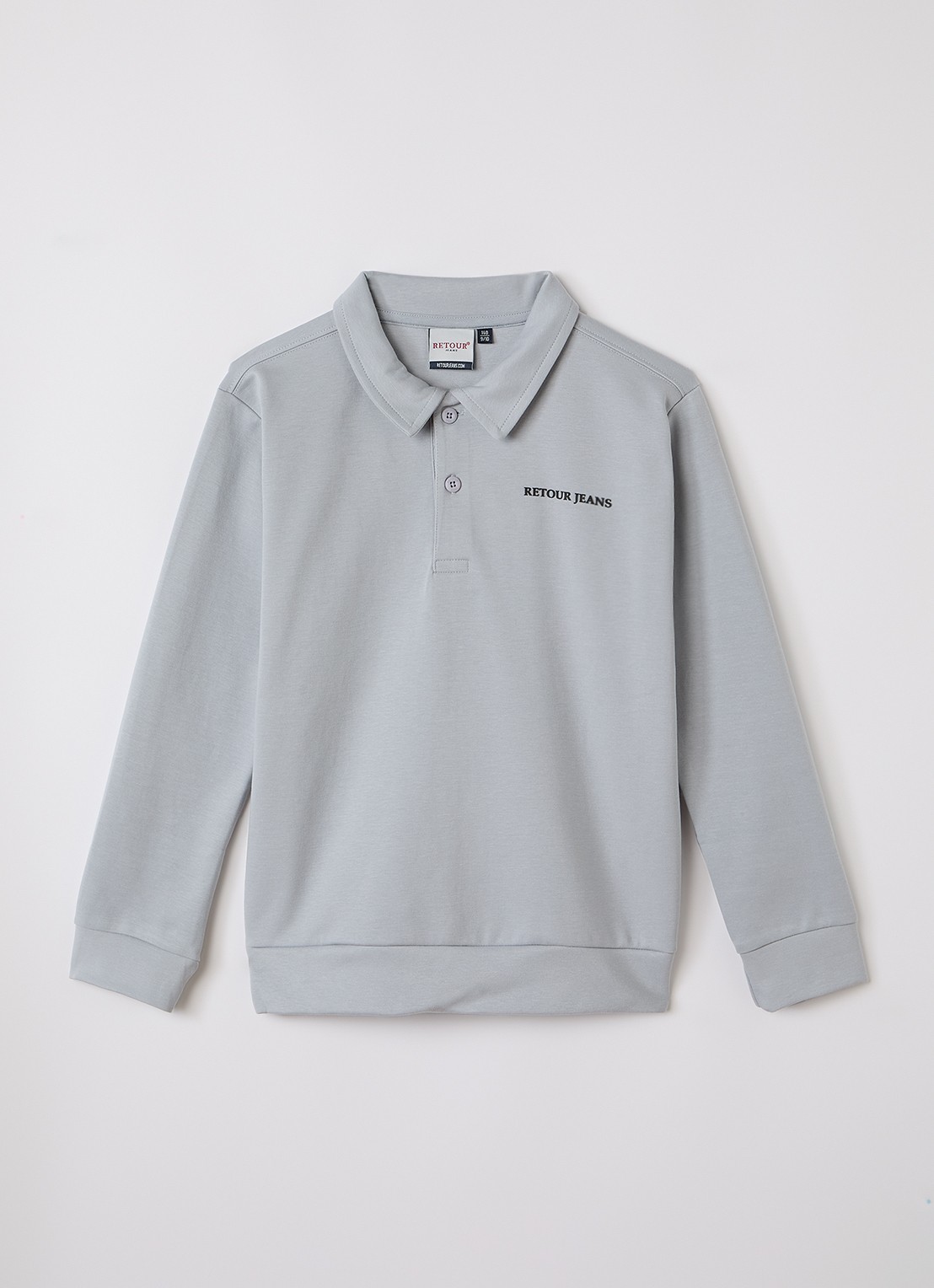 Retour Jeans Rico polo met logo - voorkant grijs