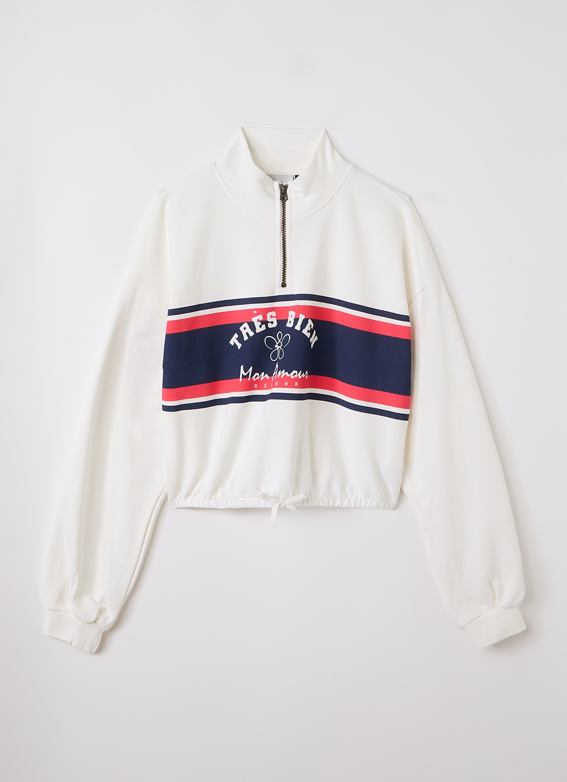 Retour Jeans Shala sweater met halve rits - voorkant 2 gebroken wit