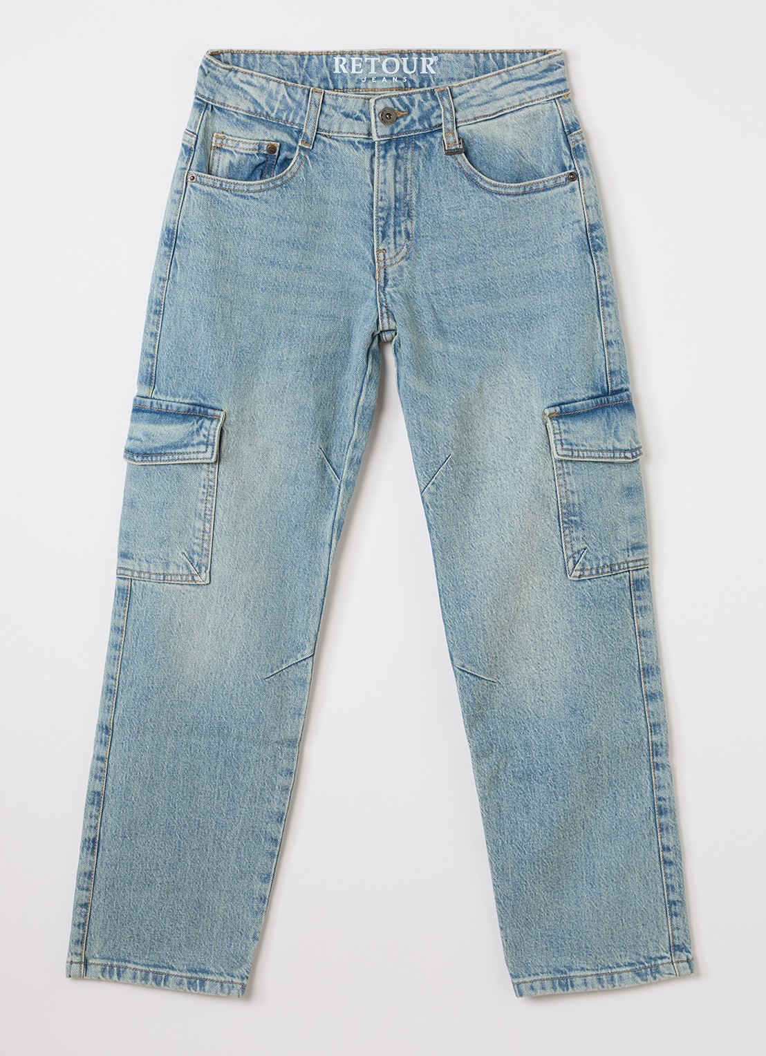 Retour Jeans Stanley straight fit cargobroek van denim - voorkant 2 indigo