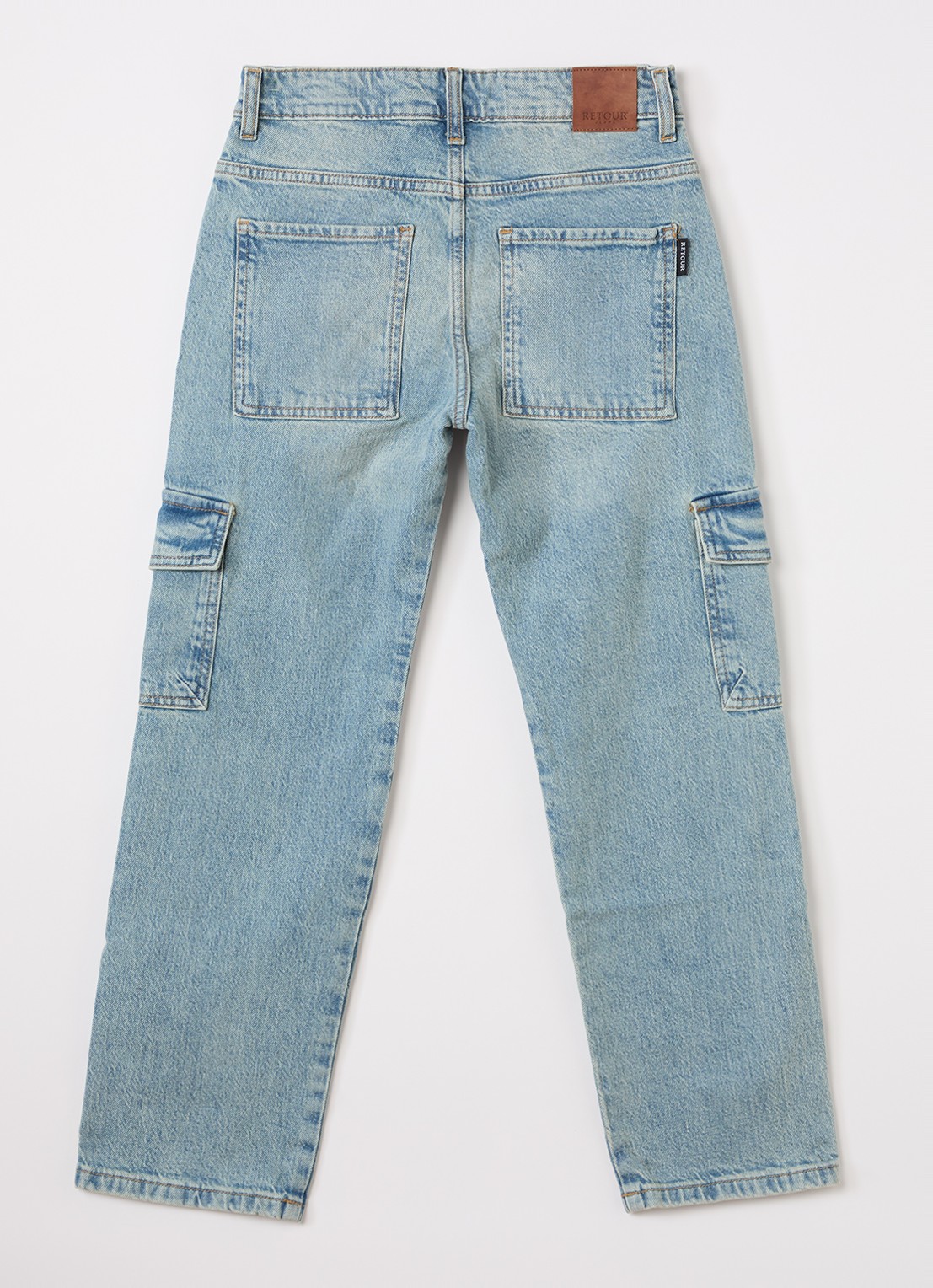 Retour Jeans Stanley straight fit cargobroek van denim - voorkant 3 indigo