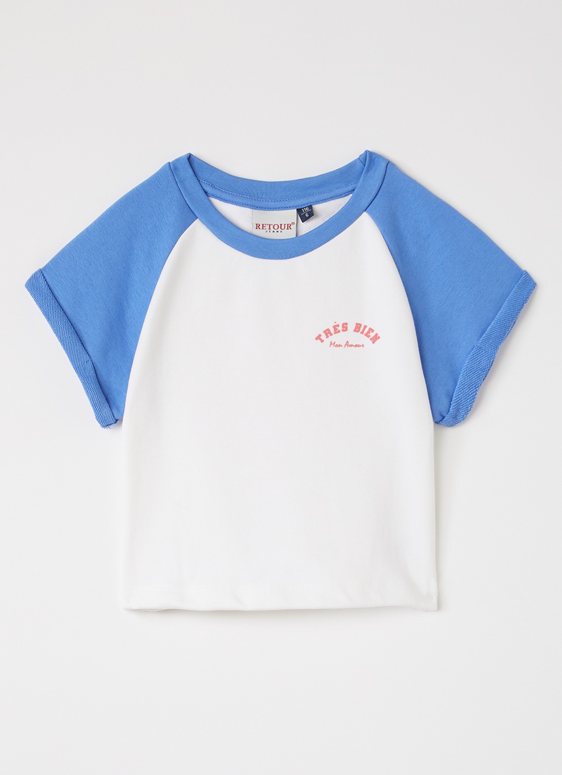 Retour Jeans Tarah T-shirt met front- en backprint - voorkant blauw