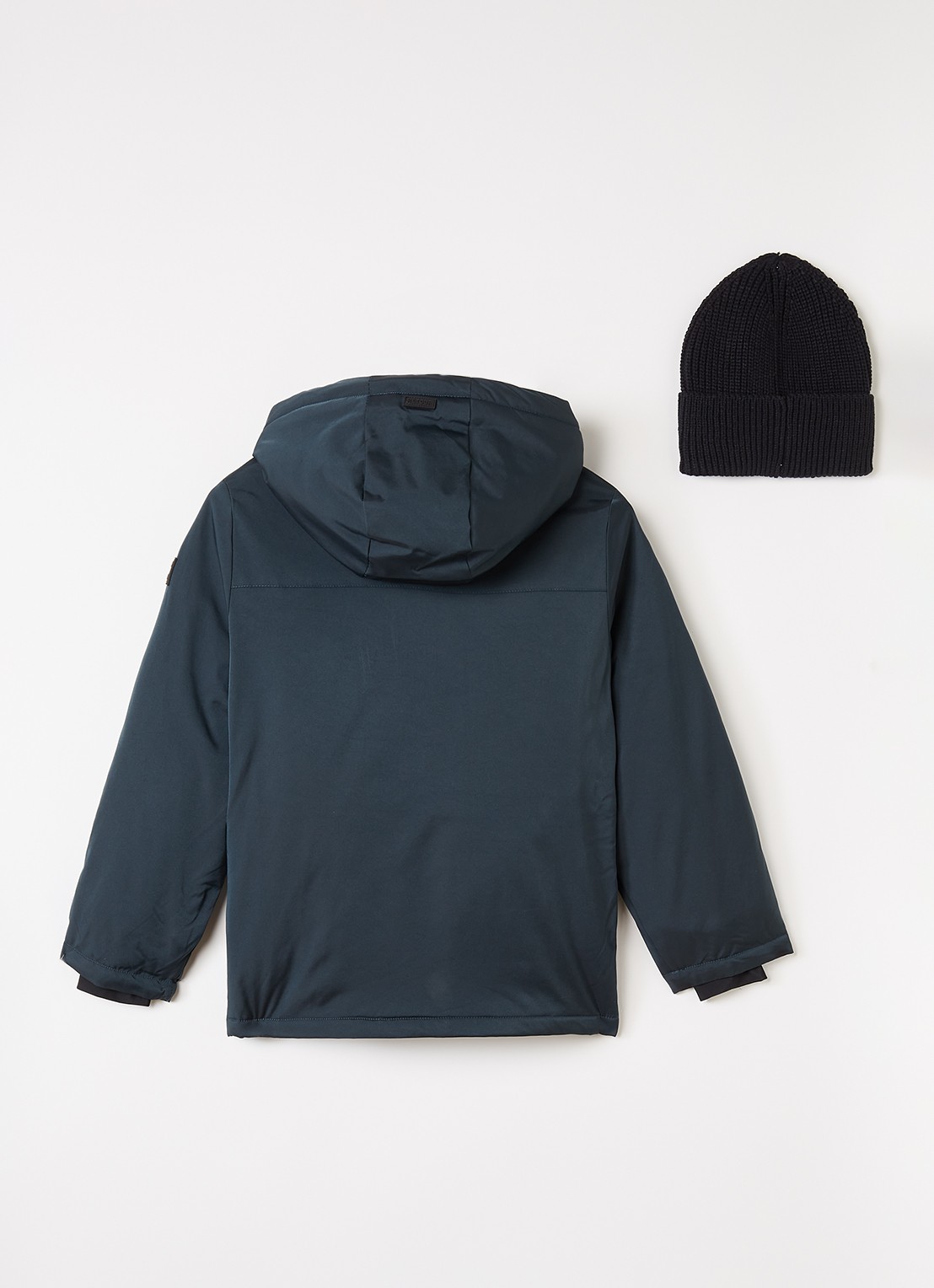 Retour Jeans Wart set van gewatteerde jas met muts 2-delig - achterkant indigo