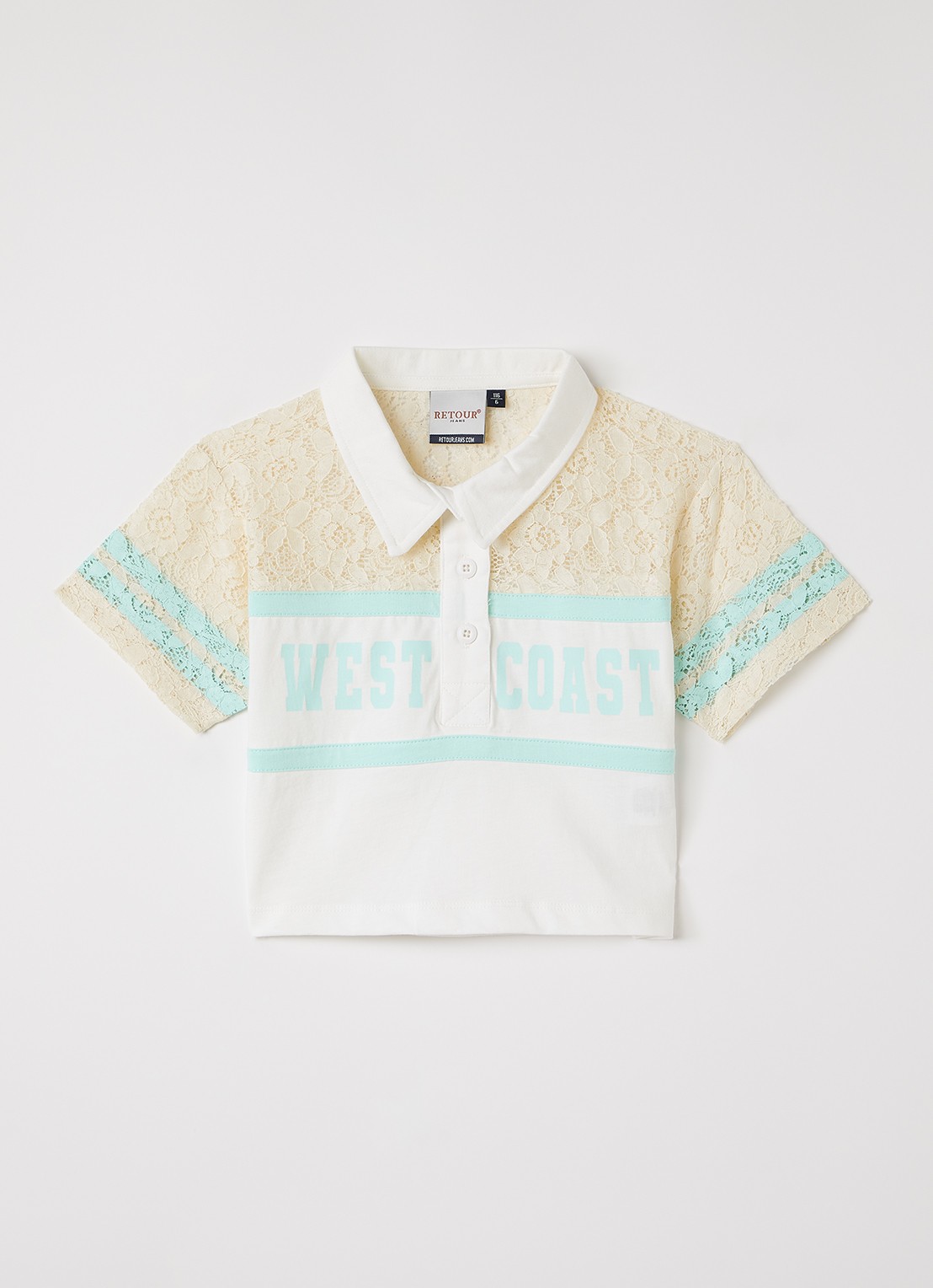 Retour Jeans Wendy polo met print - voorkant gebroken wit