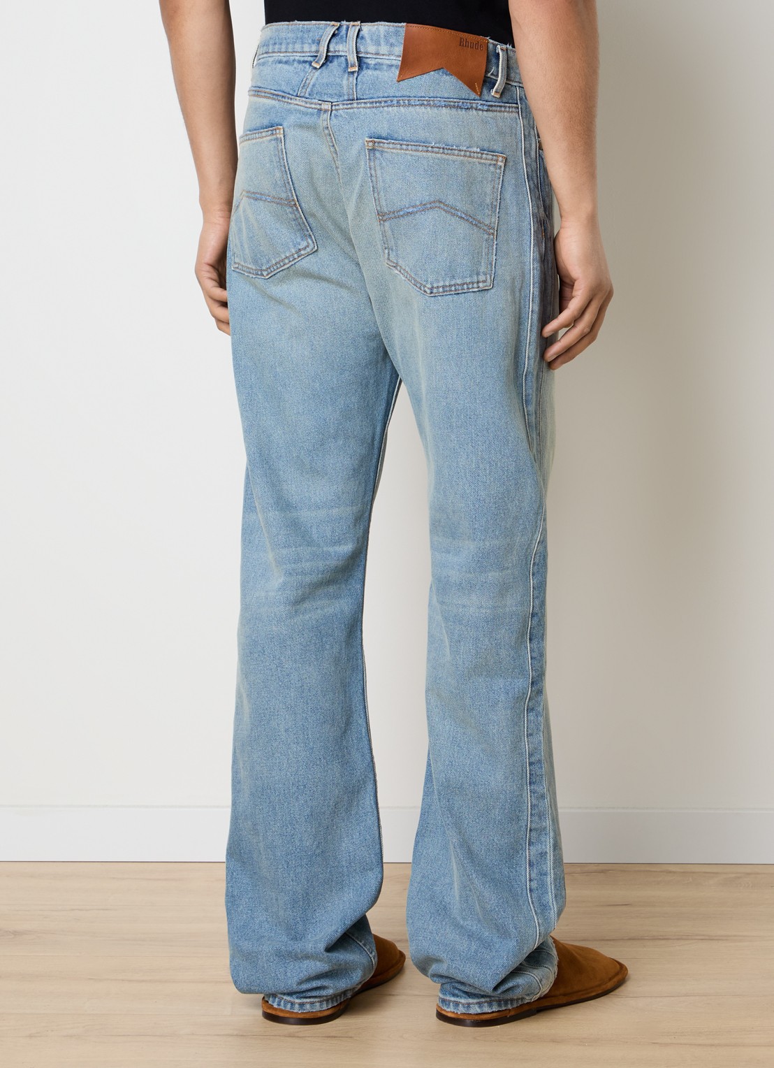 Rhude 90's Traxedo loose fit jeans met lichte wassing - achterkant 6 indigo