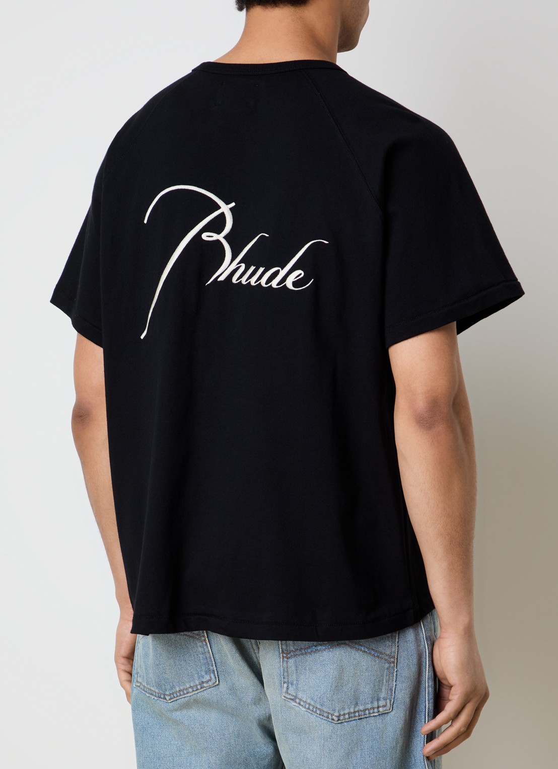 Rhude Classique T-shirt met logoborduring - detail 4 zwart