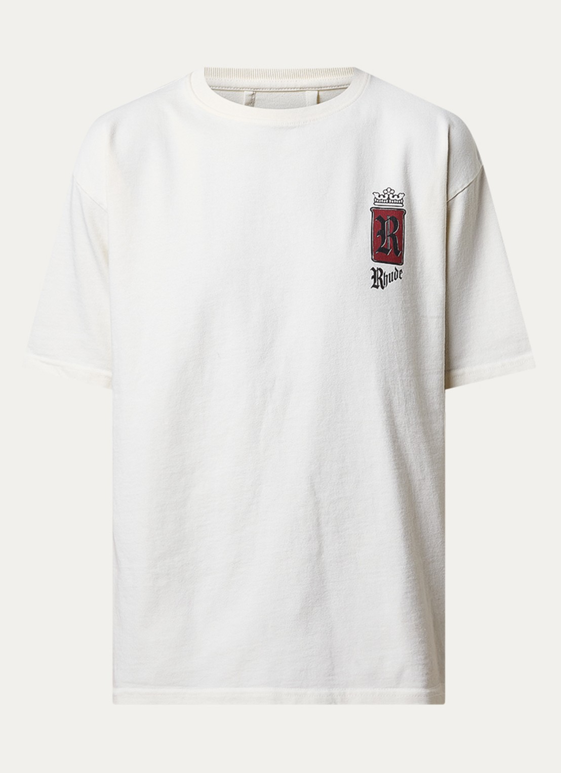 Rhude Fumar 91 T-shirt met logo- en backprint - voorkant 4 creme
