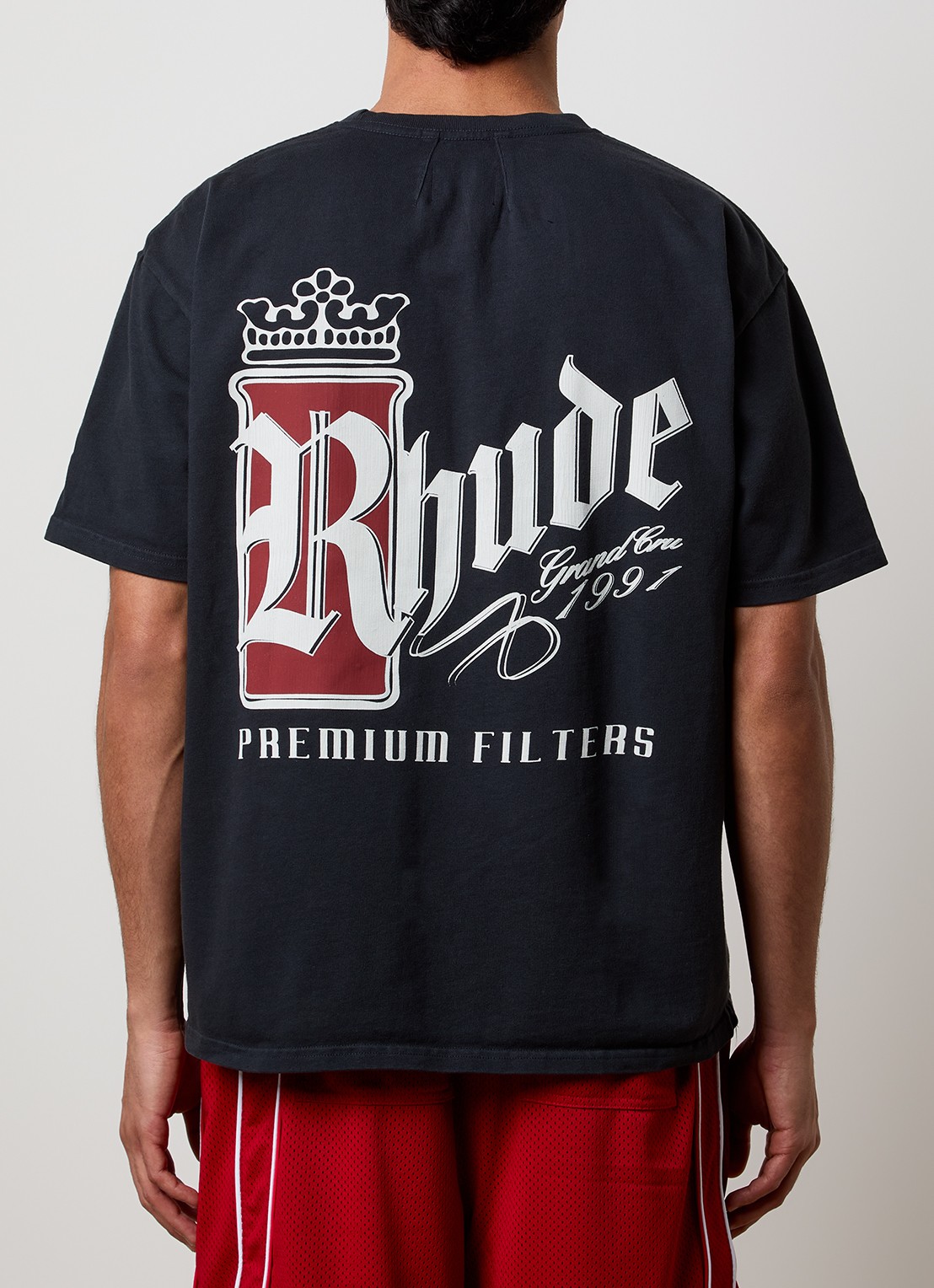 Rhude Fumar 91 T-shirt met logo- en backprint - detail 4 zwart