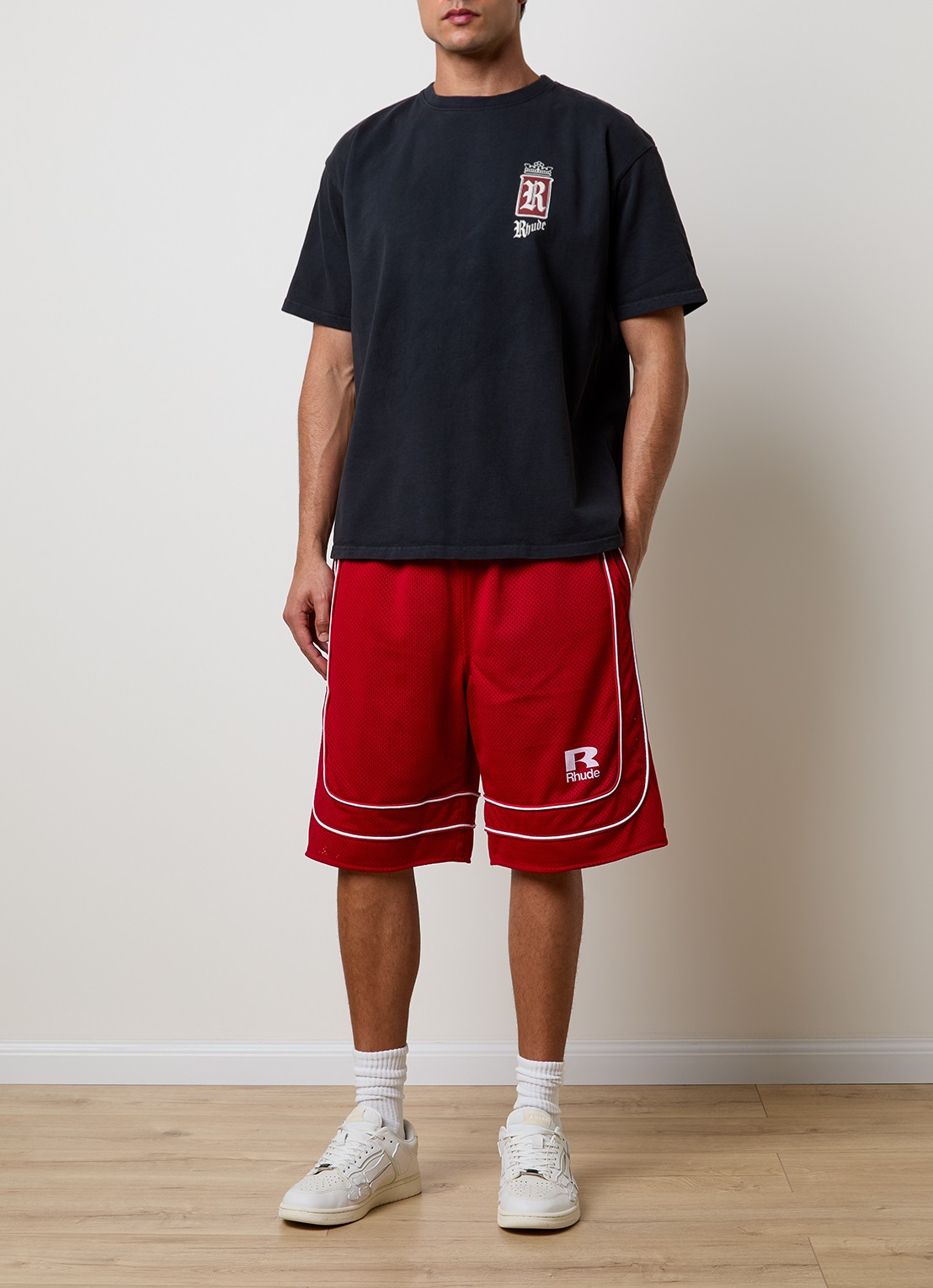 Rhude Fumar 91 T-shirt met logo- en backprint - voorkant 3 zwart