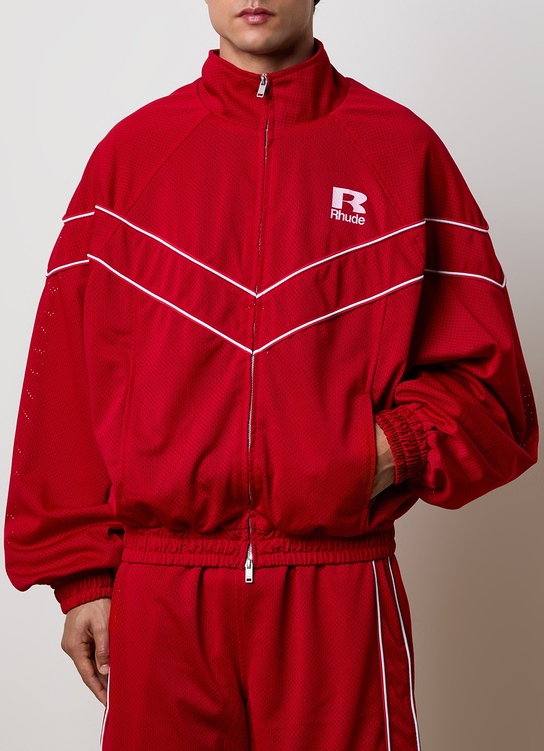 Rhude Jack met logo en opstaande kraag - detail 3 kersenrood