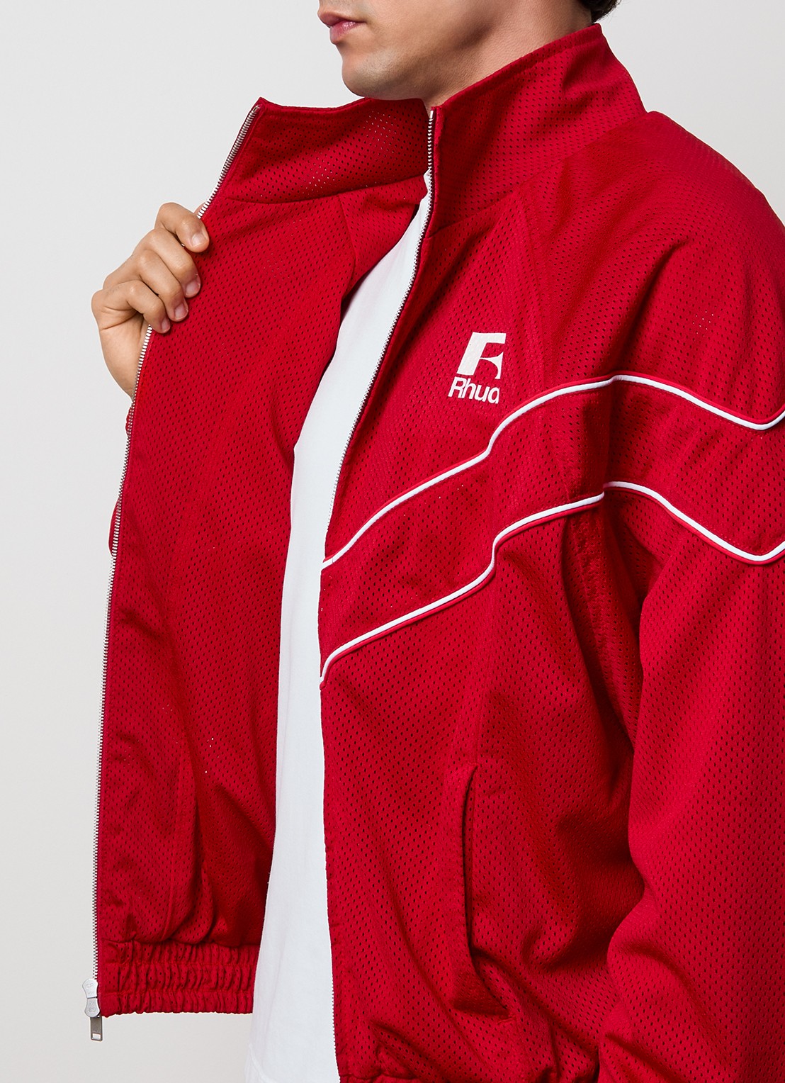 Rhude Jack met logo en opstaande kraag - detail 4 kersenrood