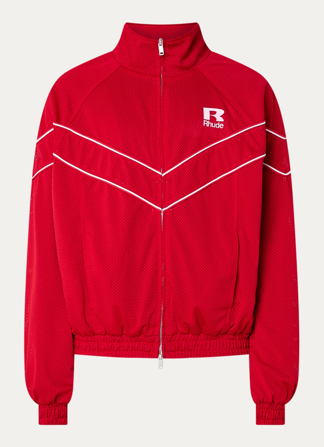 Rhude Jack met logo en opstaande kraag - voorkant kersenrood