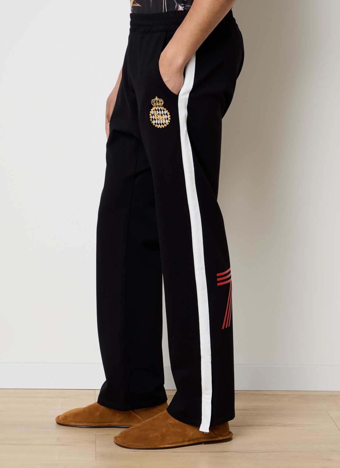 Rhude Lago Hamptons loose fit trackpants met logoborduring - detail 2 zwart