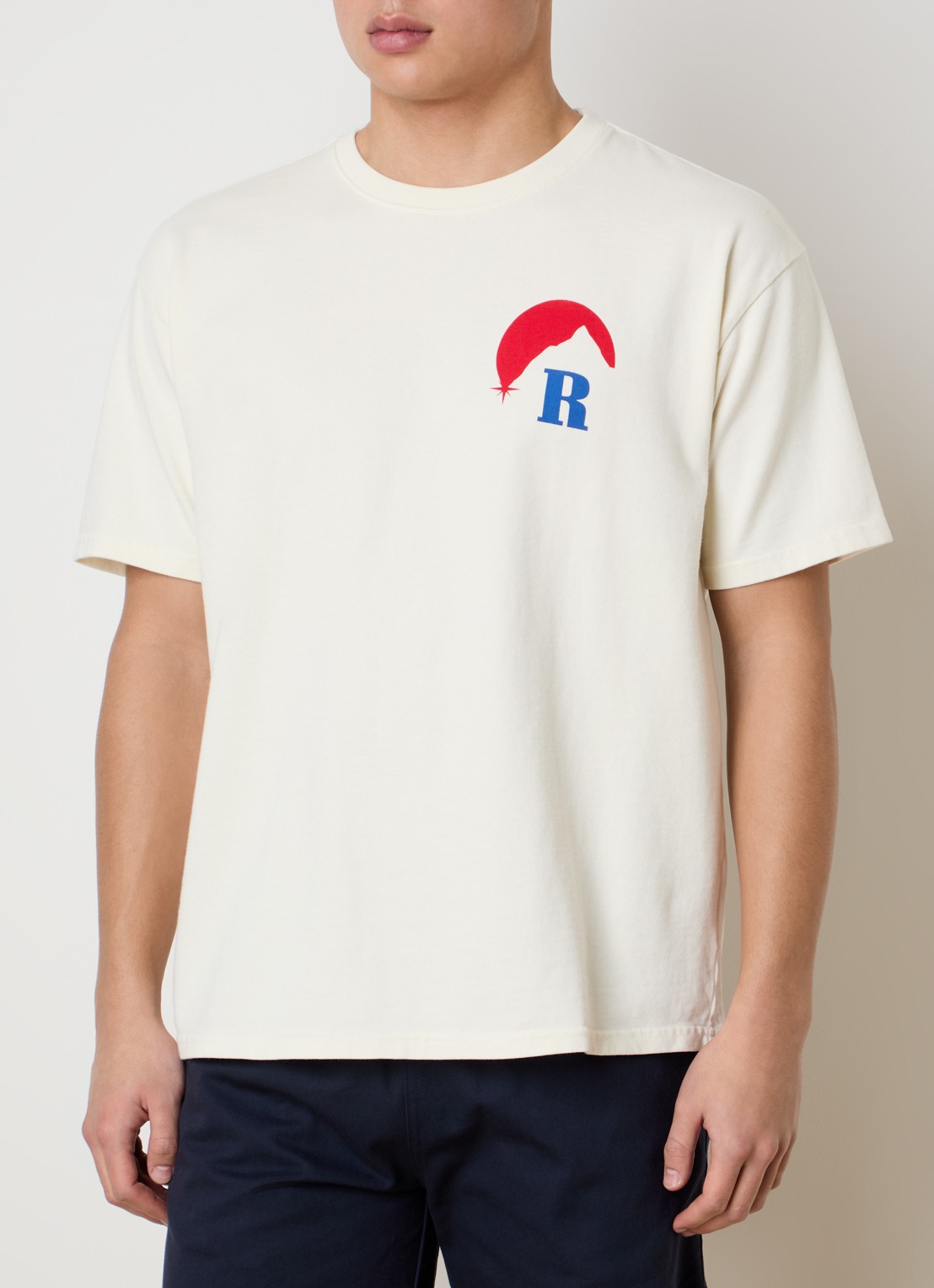 Rhude Moonlight Regatta T-shirt met logo- en backprint - achterkant 3 gebroken wit