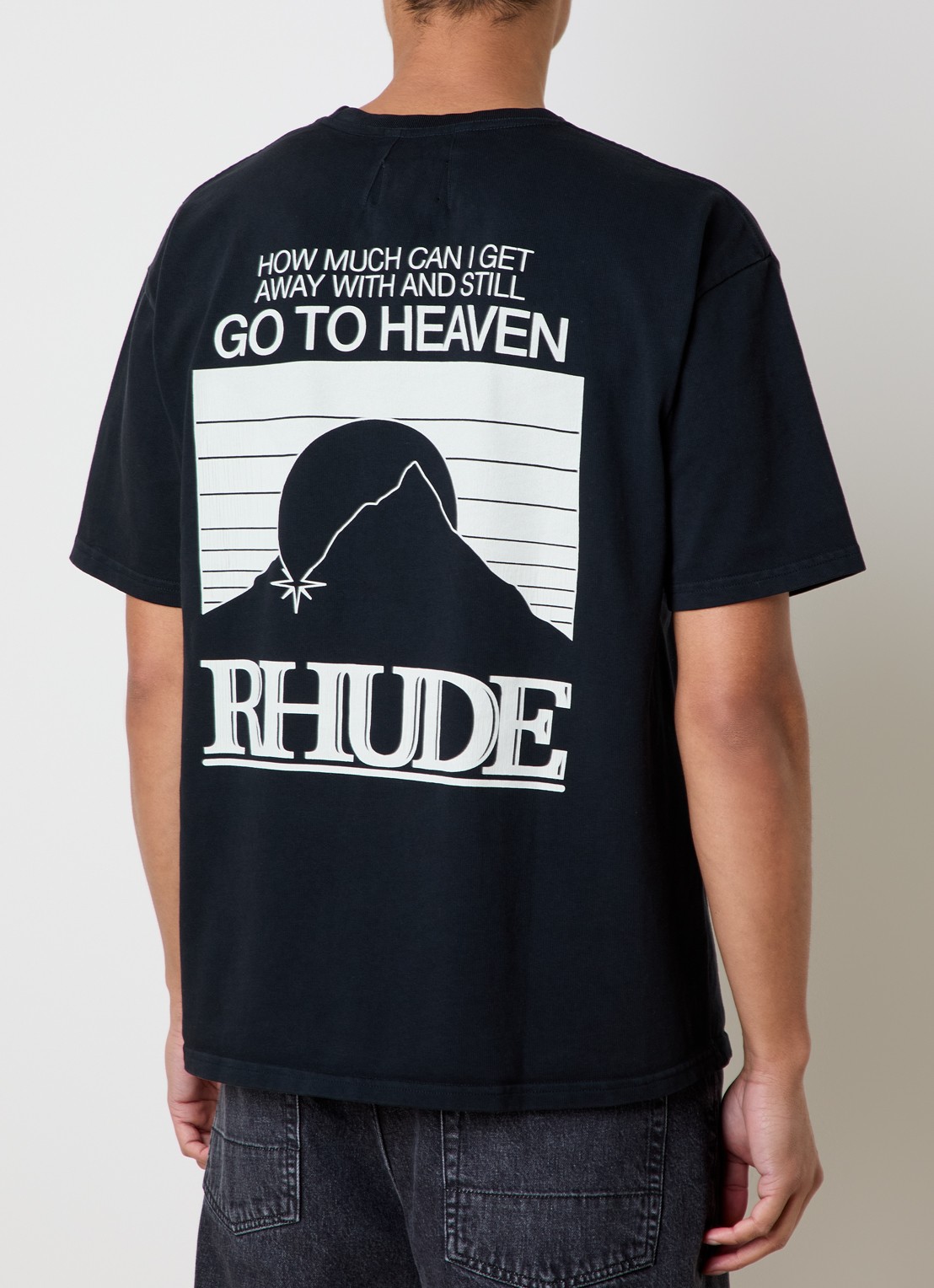Rhude Moonlight T-shirt met logo- en backprint - detail 4 zwart