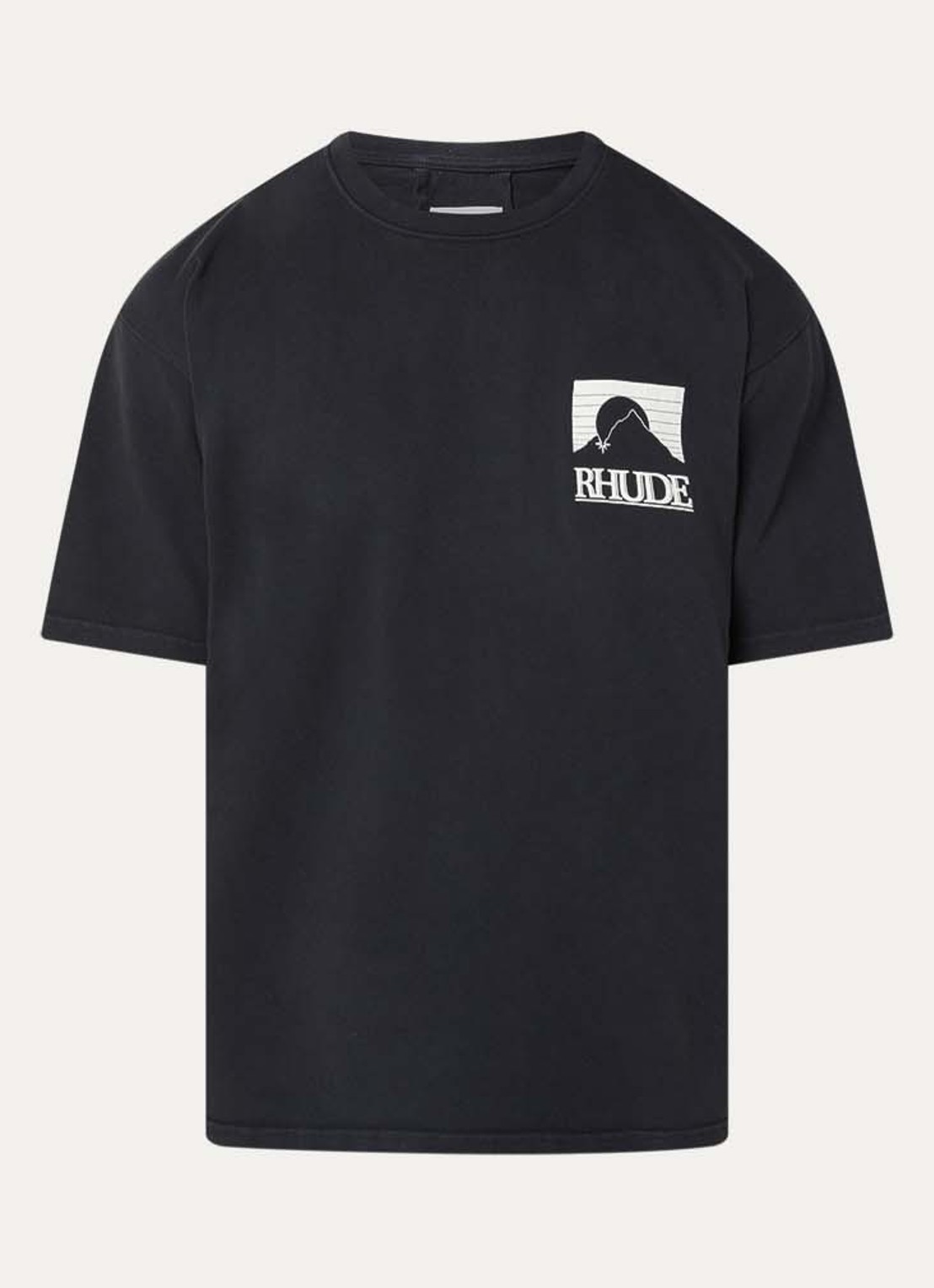 Rhude Moonlight T-shirt met logo- en backprint - voorkant zwart