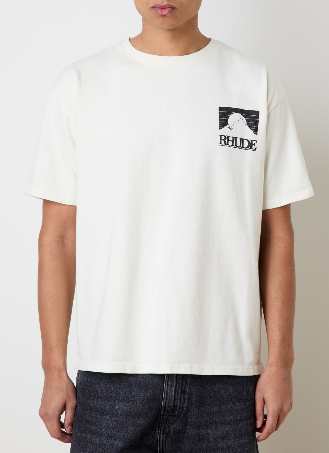 Rhude Moonlight T-shirt met logo- en backprint - achterkant ivoor