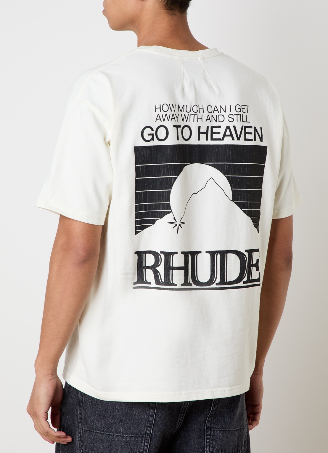Rhude Moonlight T-shirt met logo- en backprint - detail 2 ivoor