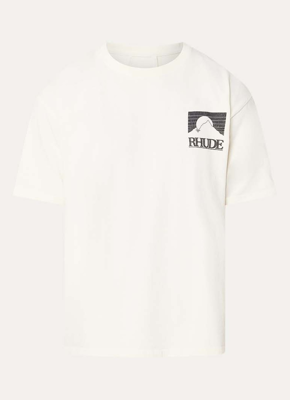 Rhude Moonlight T-shirt met logo- en backprint - voorkant 4 ivoor
