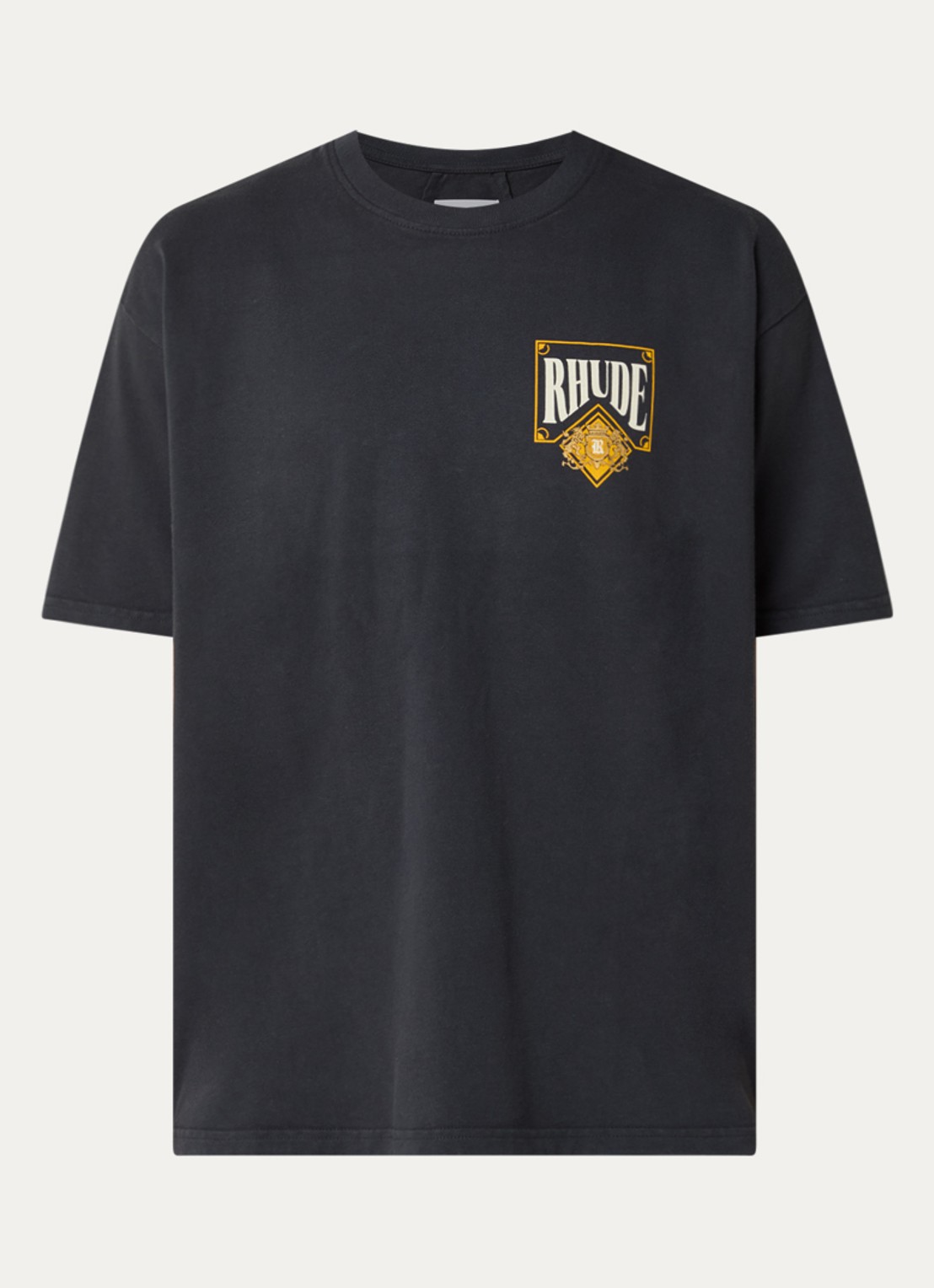 Rhude Playing Card T-shirt met logo- en backprint - voorkant 3 zwart