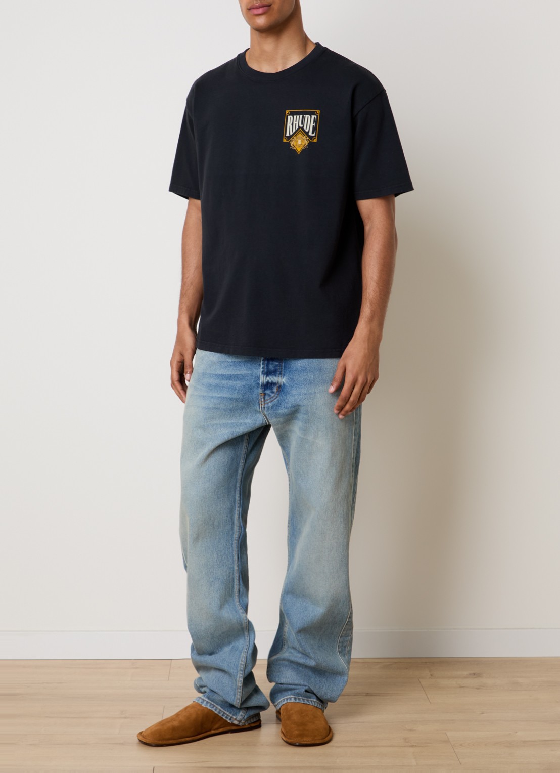 Rhude Playing Card T-shirt met logo- en backprint - voorkant 4 zwart
