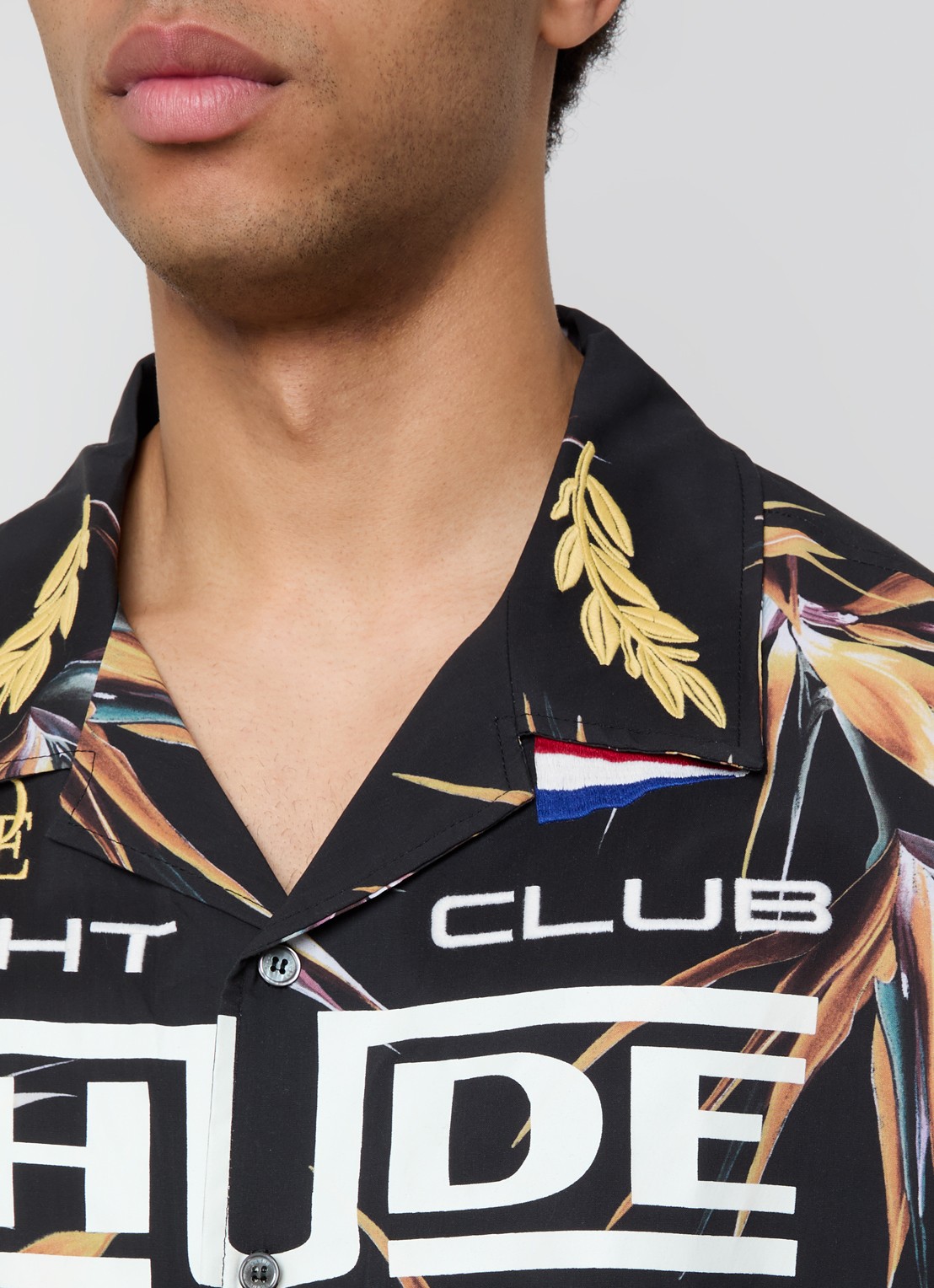 Rhude Regatta Club regular fit overhemd met logoprint  - detail 2 zwart