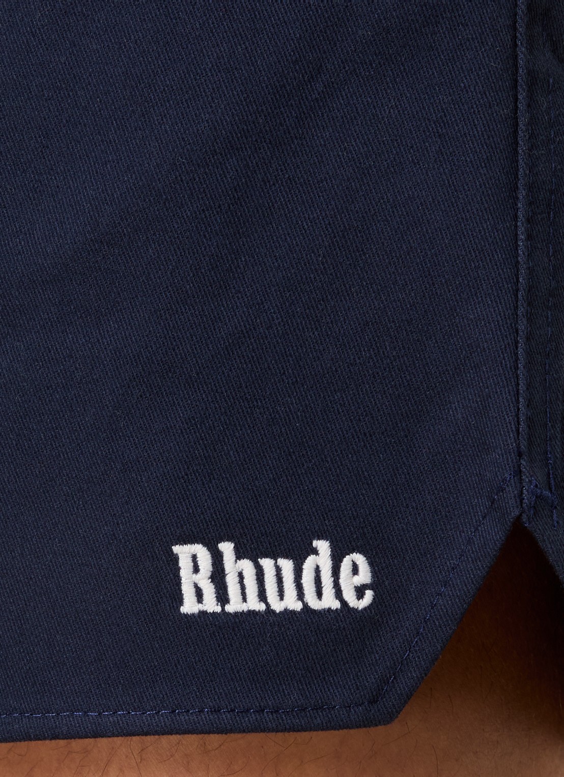 Rhude Straight fit korte broek met elastische band - detail 5 donkerblauw