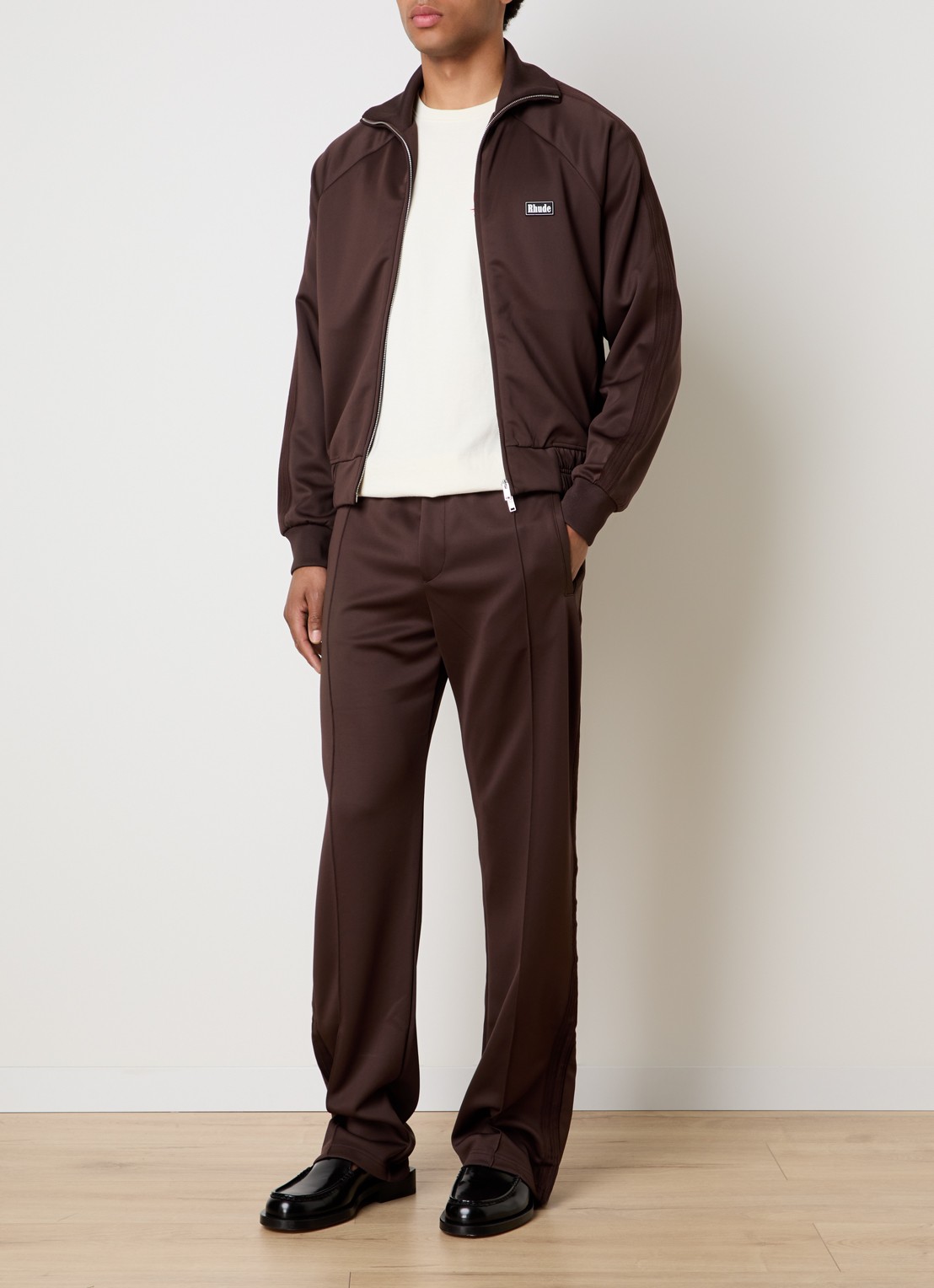 Rhude Trofeo straight fit joggingbroek met steekzakken - voorkant 3 chocoladebruin