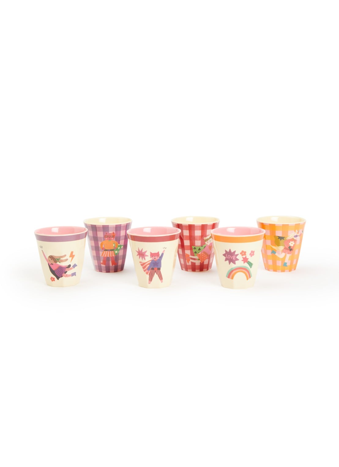Rice Kinderbeker 16 cl set van 6 - voorkant roze