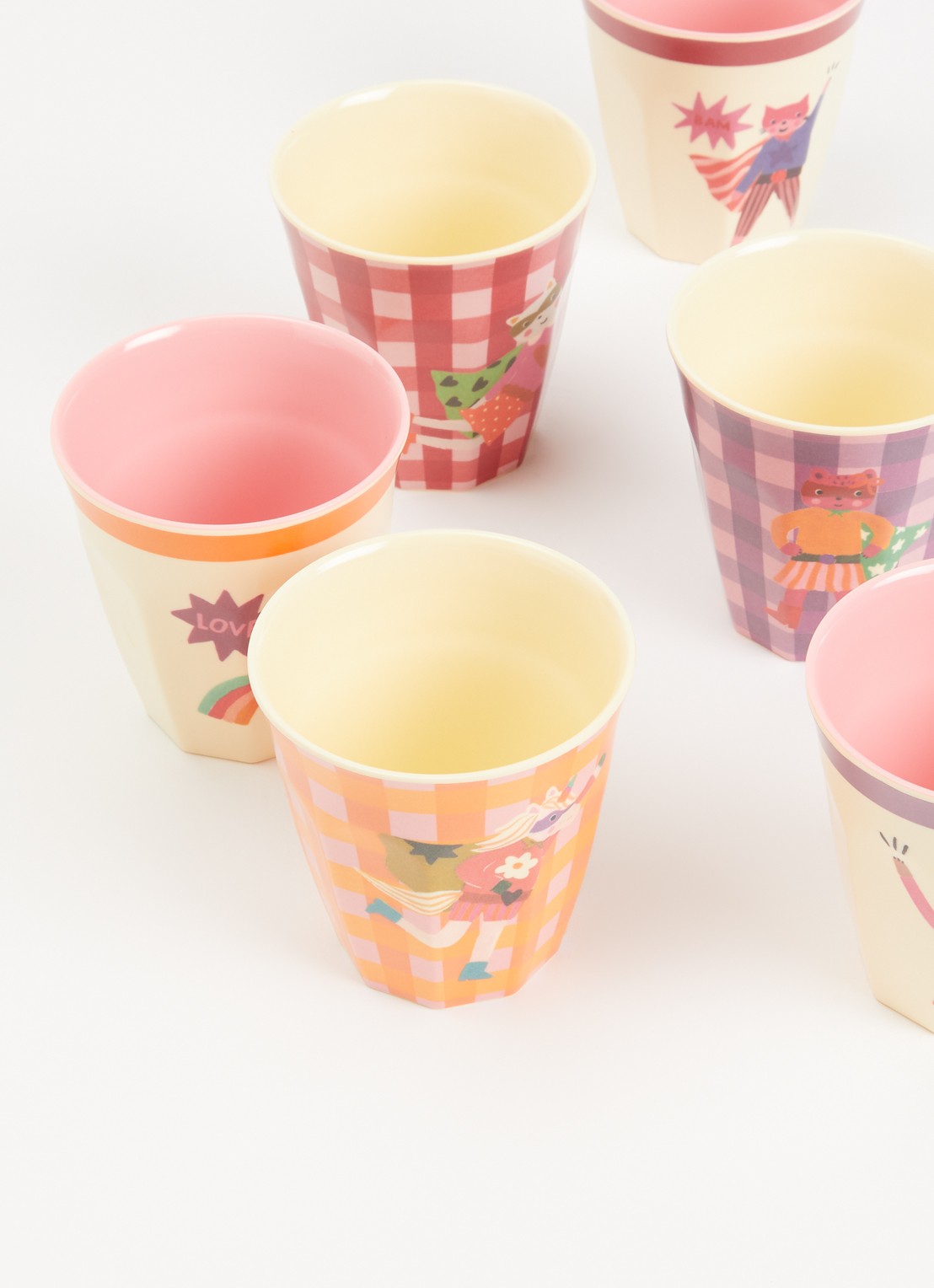 Rice Kinderbeker 16 cl set van 6 - voorkant 2 roze