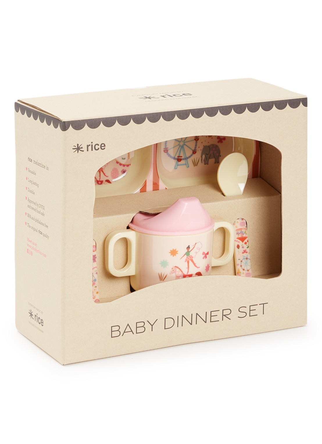 Rice Kinderservies 4-delig - voorkant roze