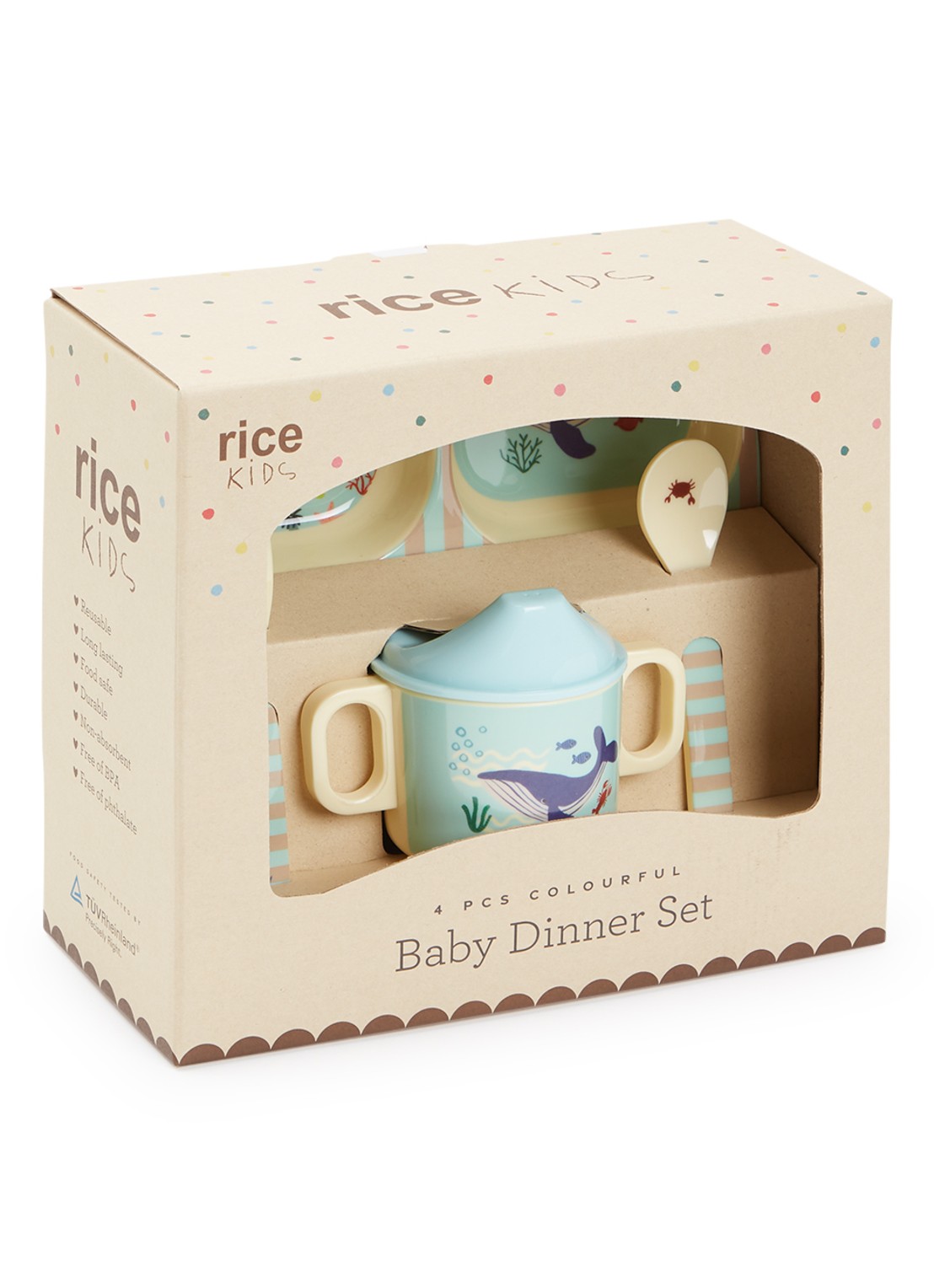 Rice Kinderservies 4-delig - voorkant donkerblauw