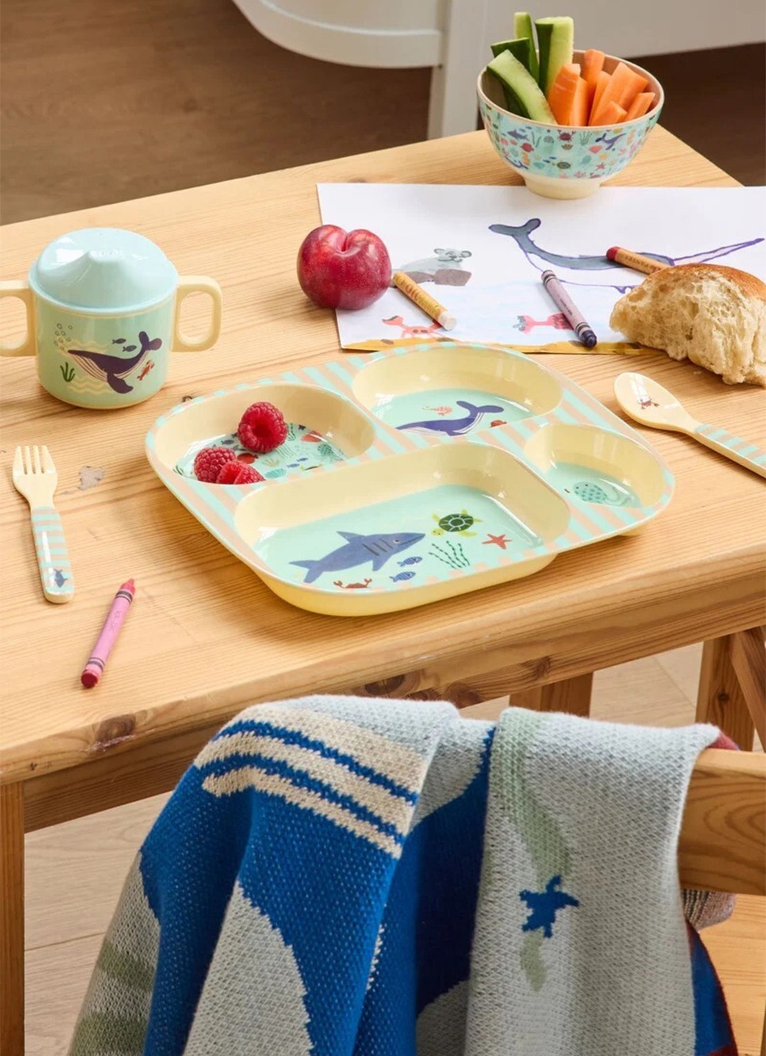 Rice Kinderservies 4-delig - voorkant 2 donkerblauw