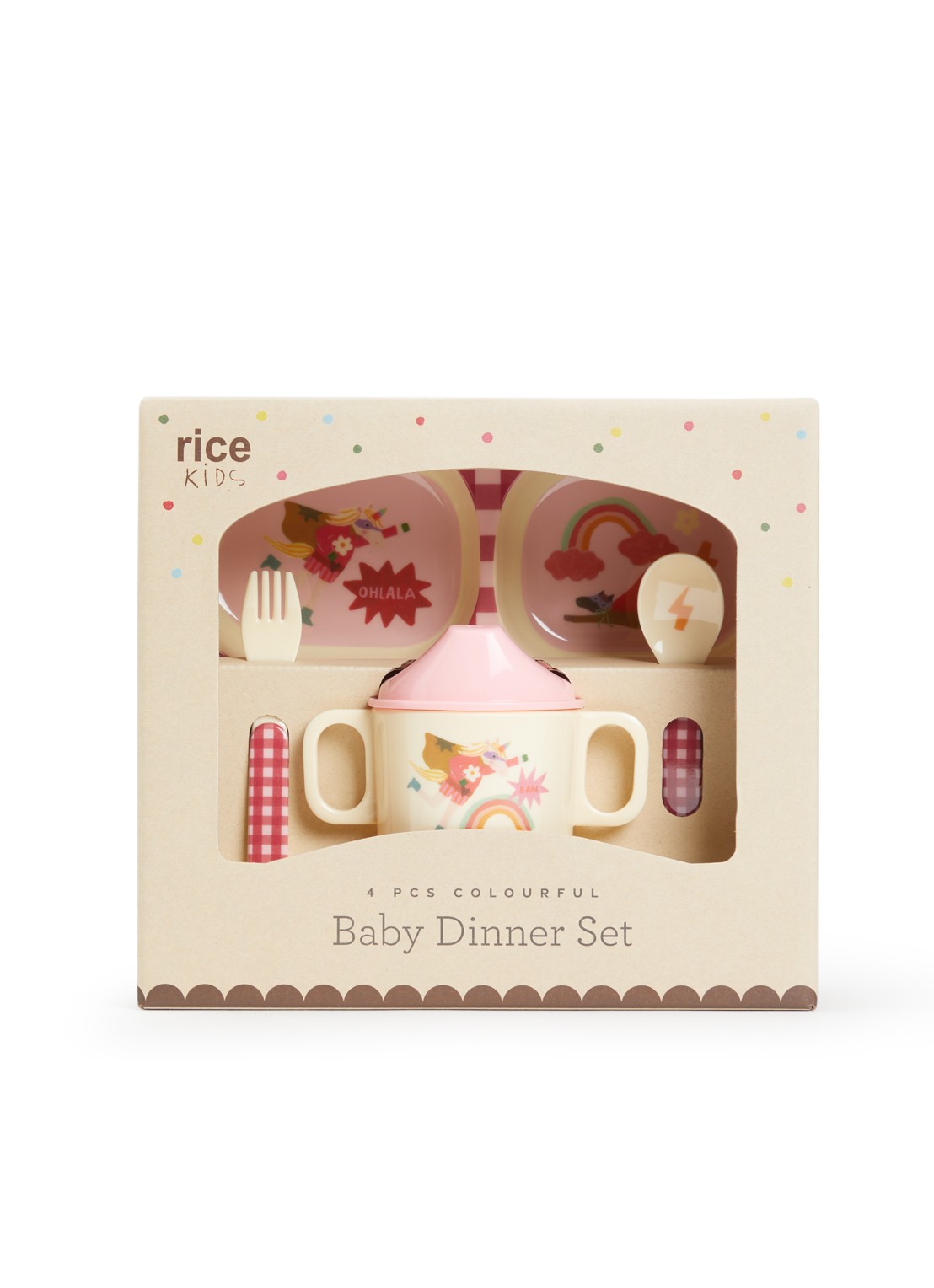 Rice Kinderservies 4-delig - voorkant roze