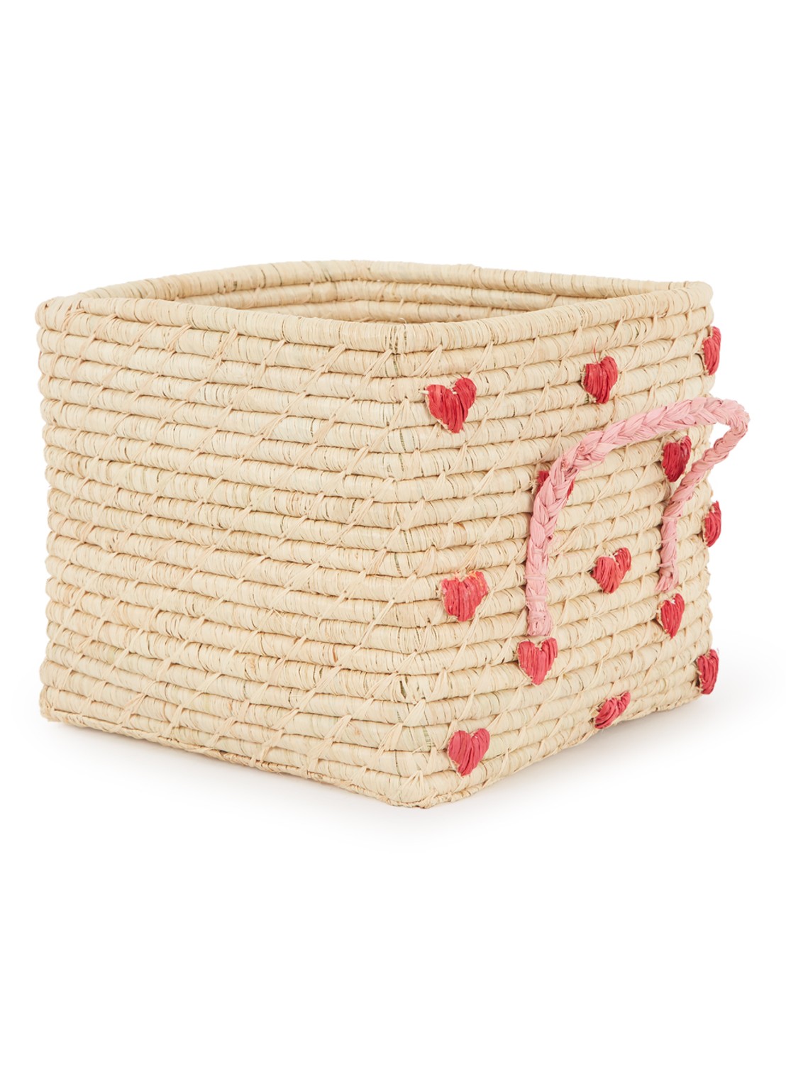 Rice Opbergmand van raffia 25 cm - voorkant beige