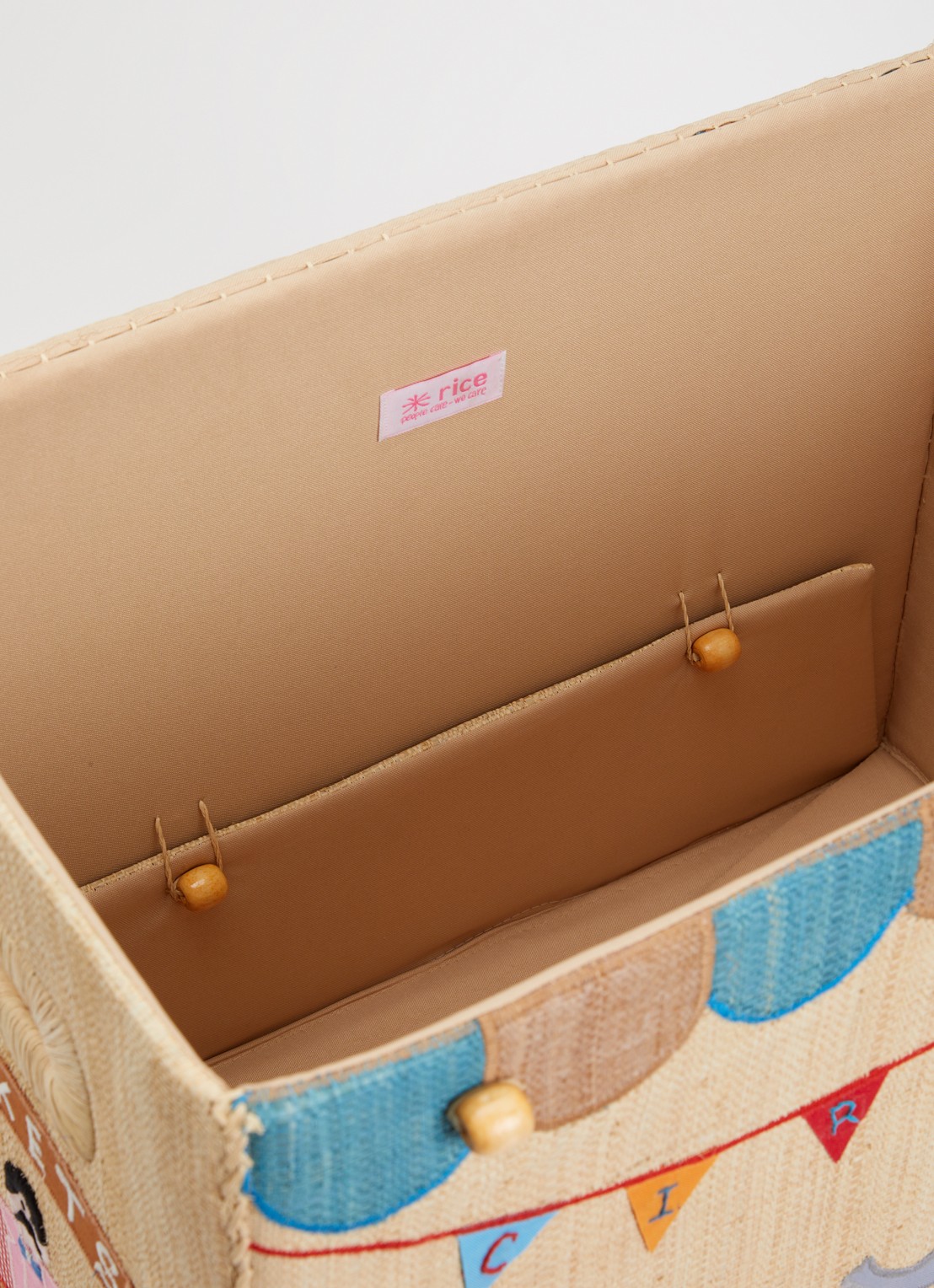 Rice Opbergmand van raffia 36 cm - detail beige