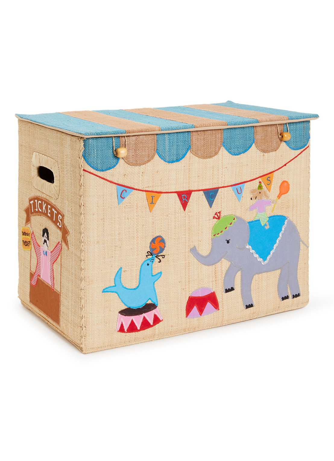 Rice Opbergmand van raffia 36 cm - voorkant 2 beige