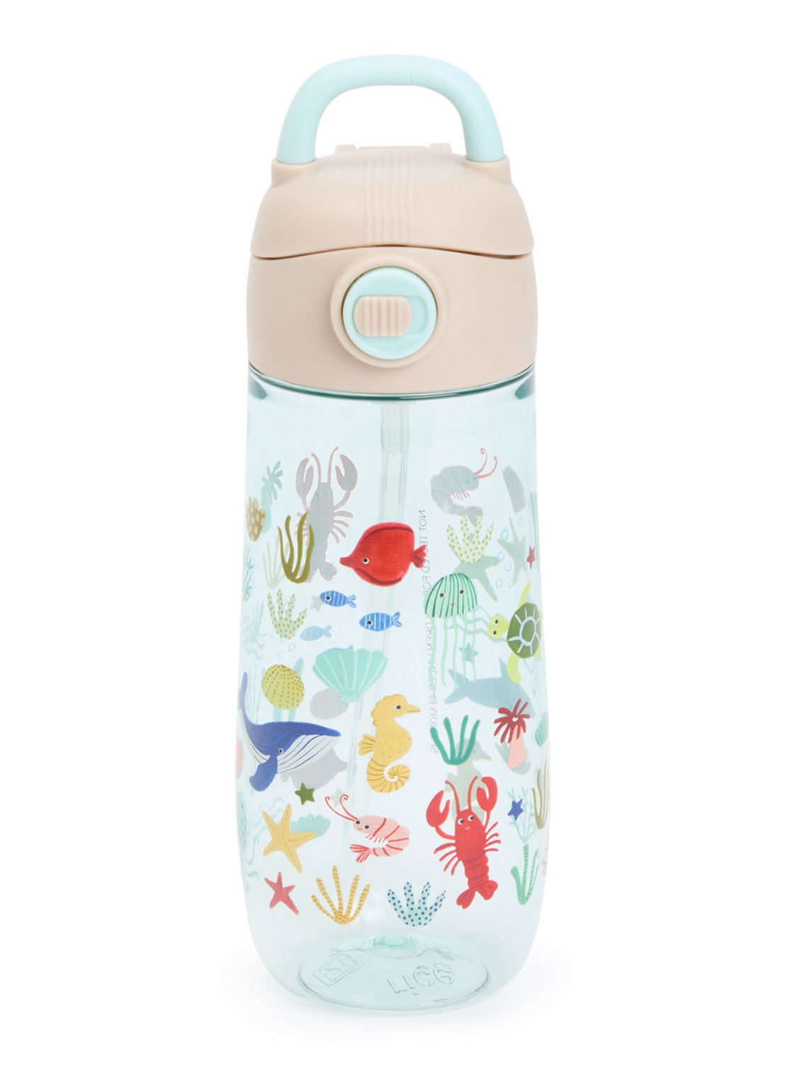Rice Waterfles met print - voorkant aquablauw