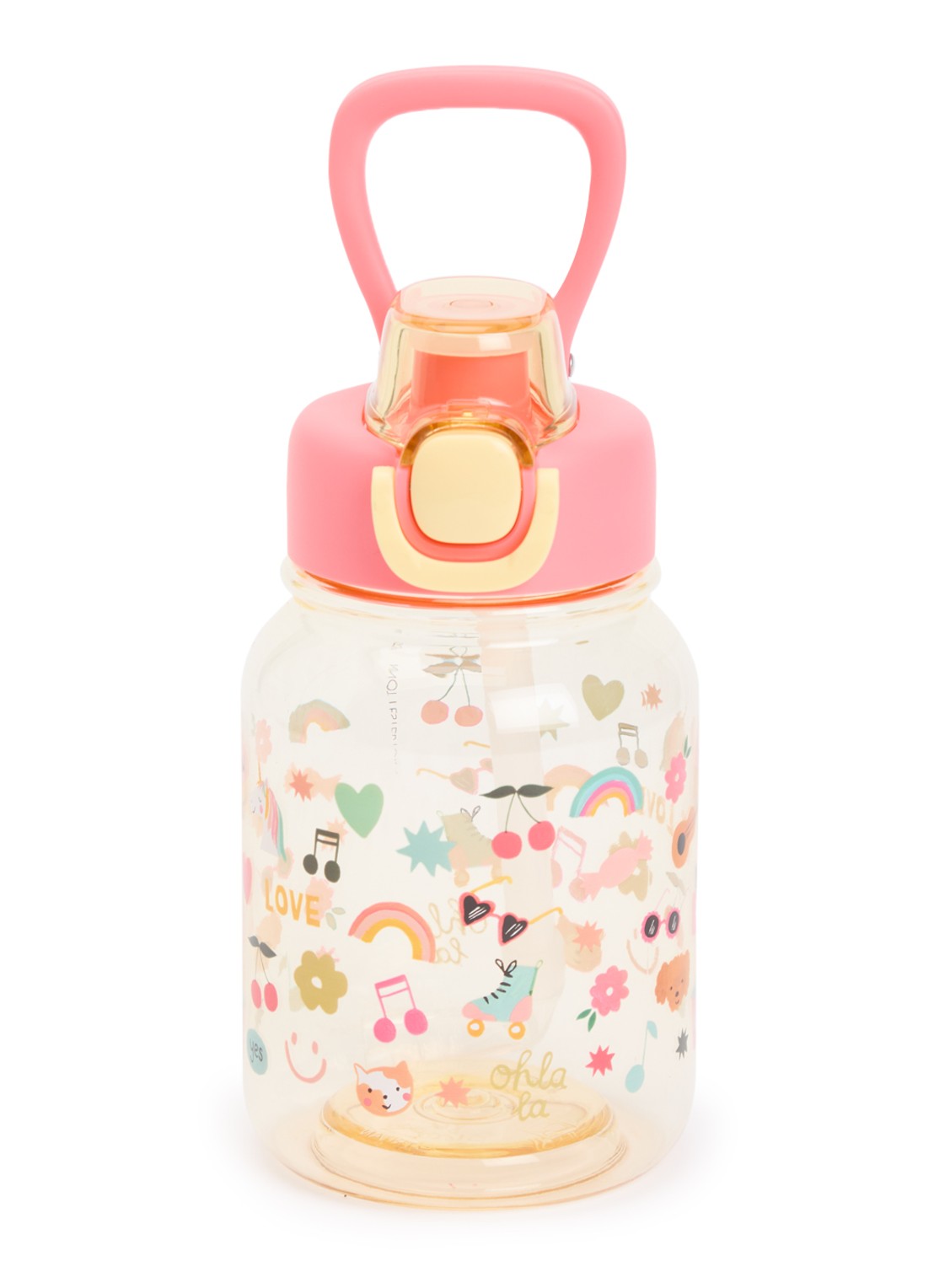 Rice Waterfles met print - voorkant lichtgeel