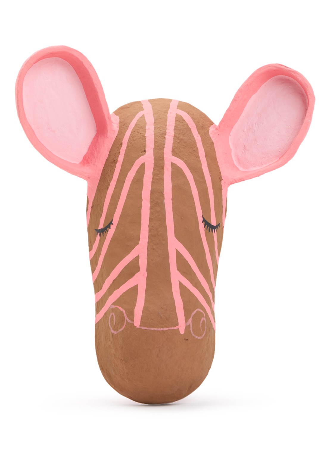 Rice Zebra wanddecoratie 29 cm - voorkant roze