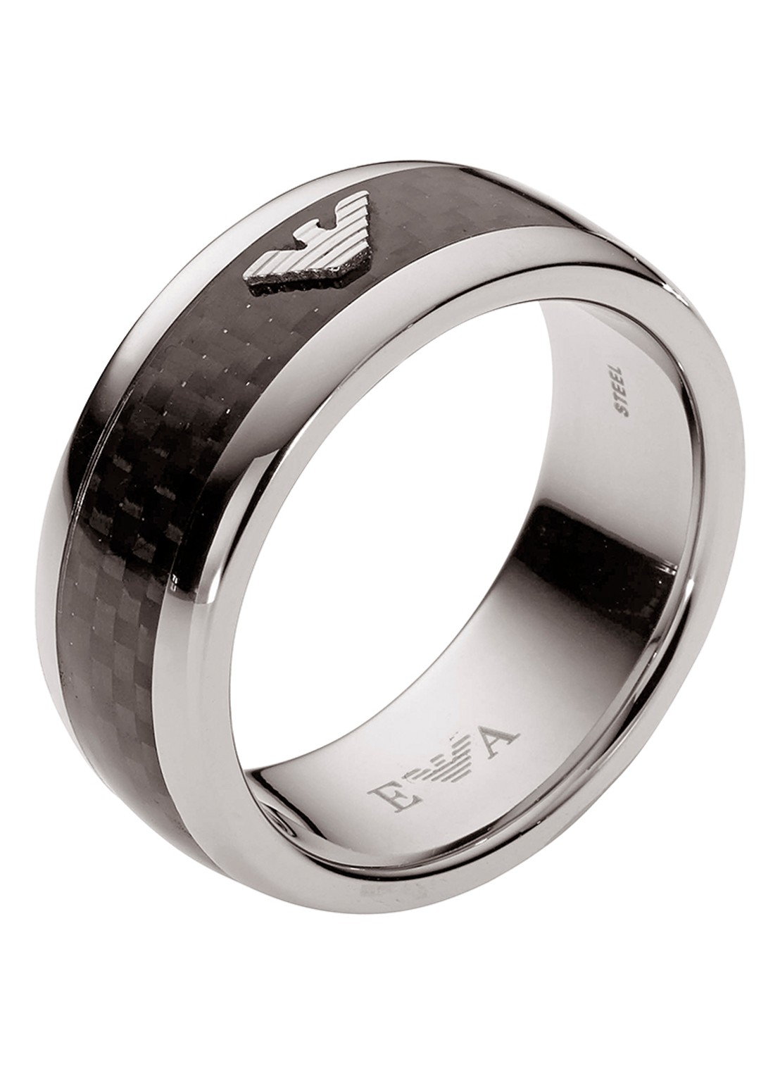 Ring van roestvrij staal met logo - voorkant zilver