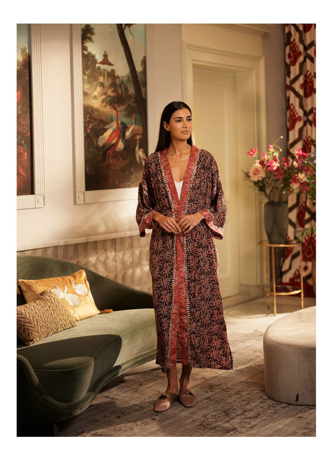 Rituals Jaypur kimono met print - detail 3 donkerbruin