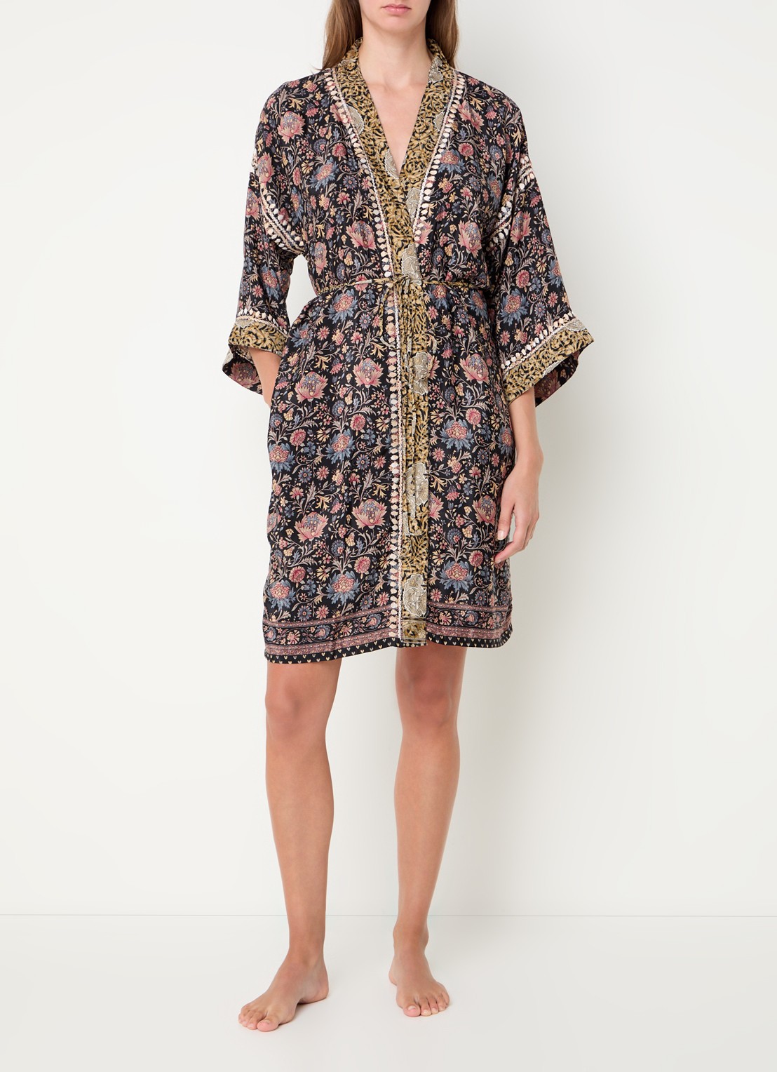 Rituals Jaypur kimono met print - voorkant 2 zwart