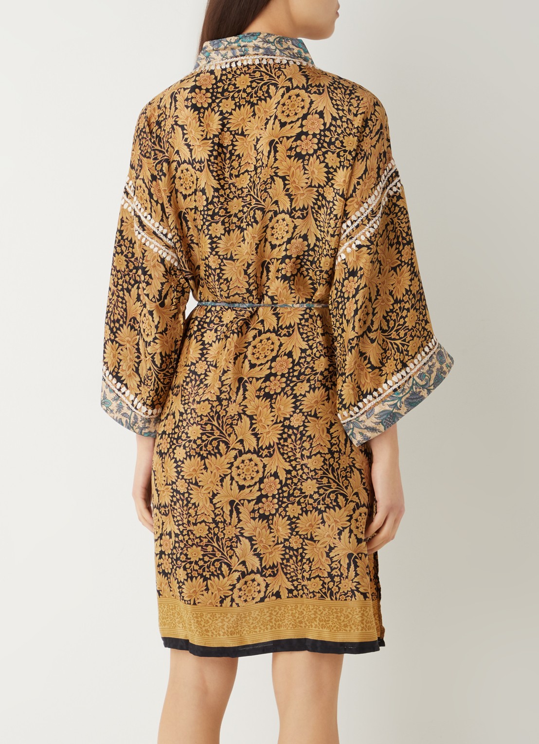 Rituals Jaypur Saree kimono van satijn met paisley dessin - achterkant 3 zwart
