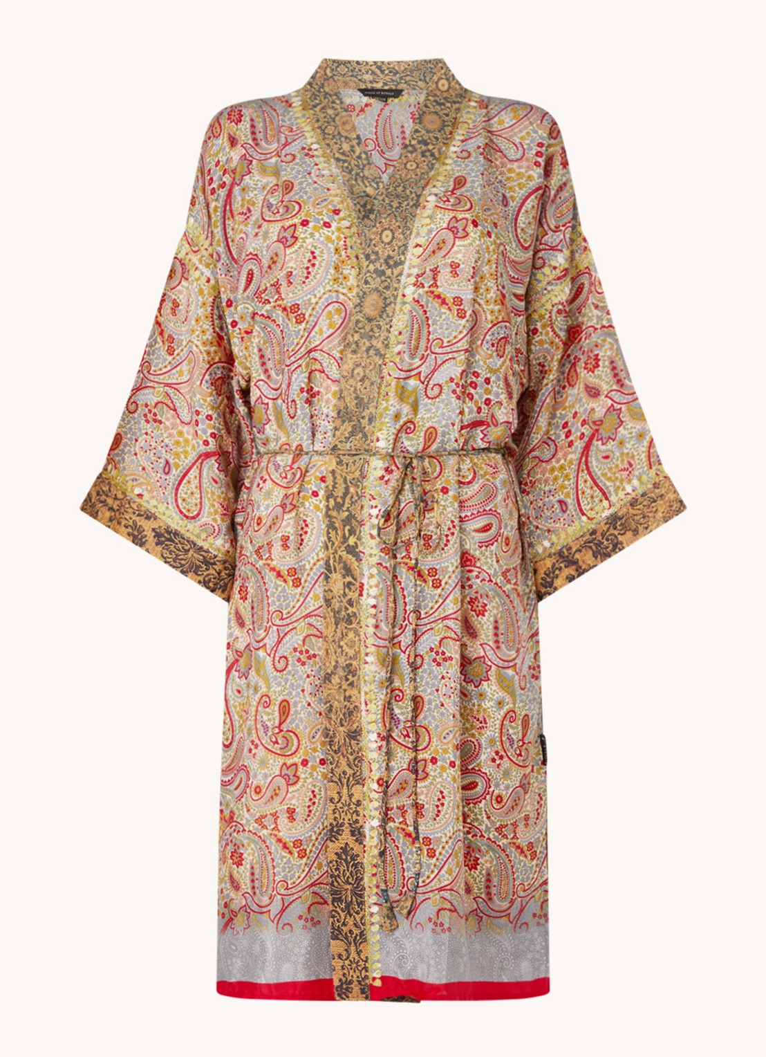 Rituals Jaypur Saree kimono van satijn met paisley dessin - voorkant 4 steenrood