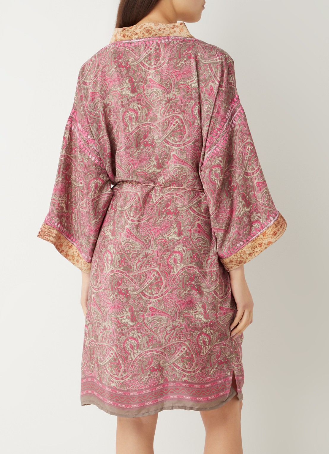 Rituals Jaypur Saree kimono van satijn met paisley dessin - achterkant 5 roze